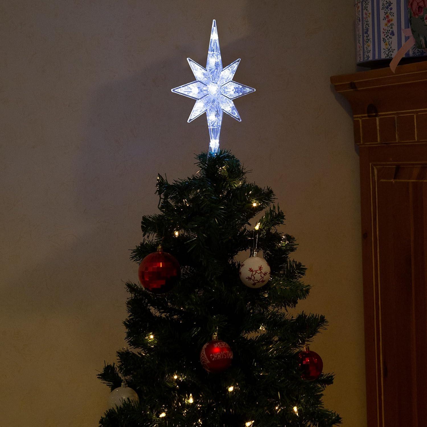 Alpine Corporation Star Christmas Tree Topper with Cool White LED Lights