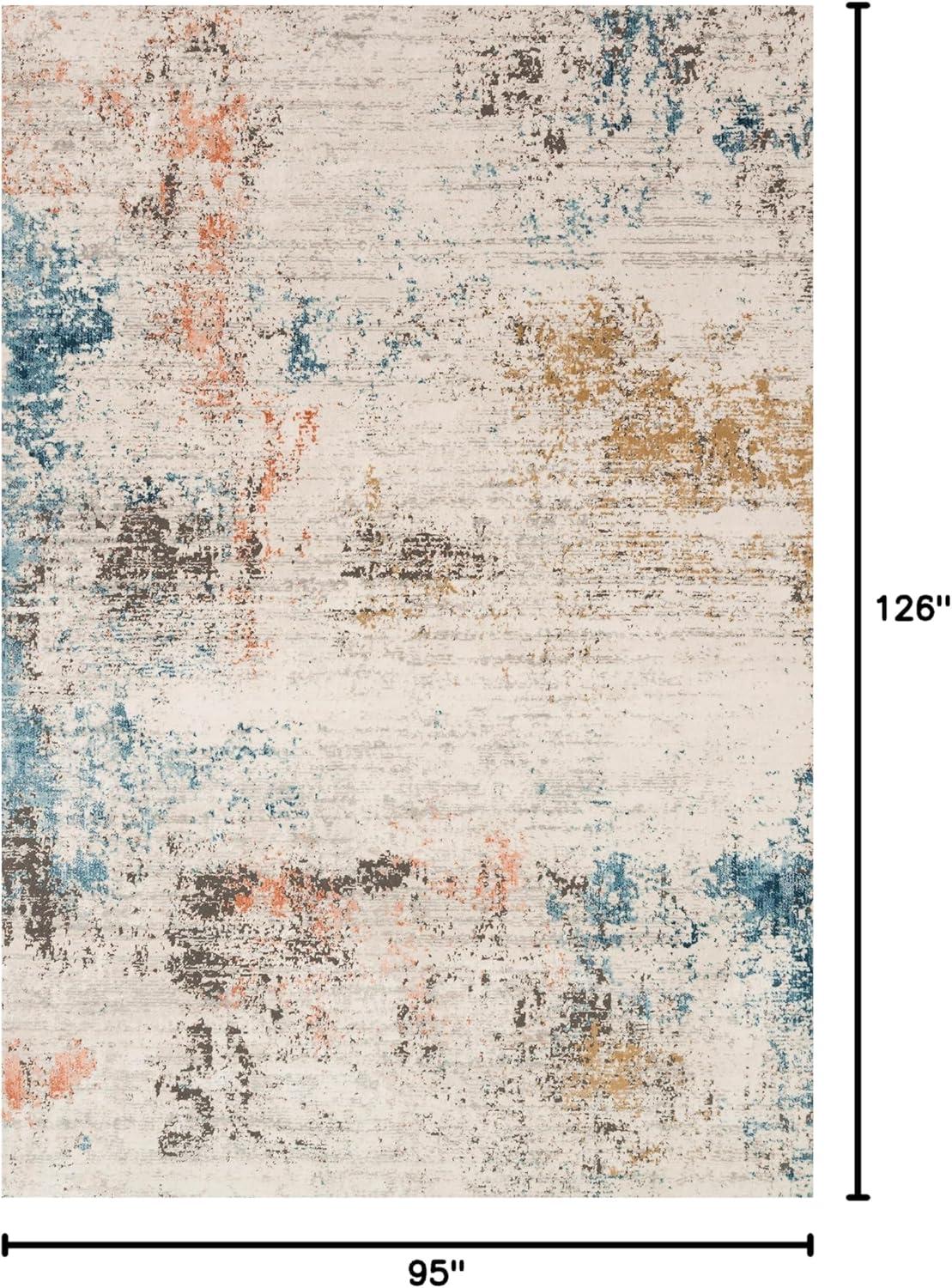 Ivory and Multicolor Abstract Rectangular Area Rug 7'-11" x 10'-6"