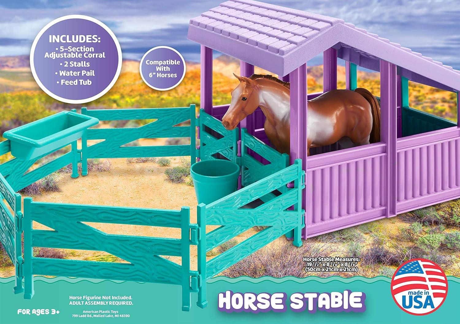 American Plastic Toys Horse Stable with Water Pail and Feeding Trough