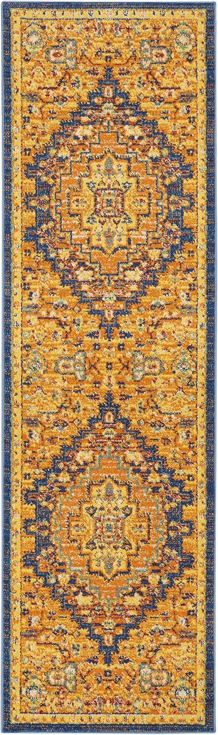 Handmade Orange Medallion Synthetic Rectangular Area Rug