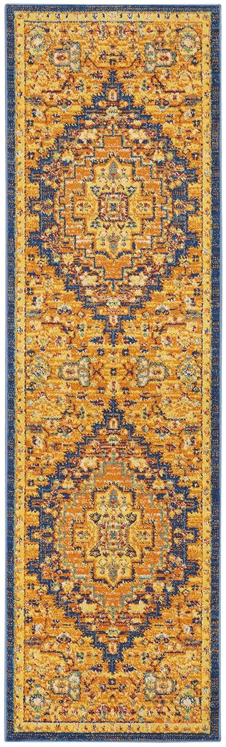 Handmade Orange Medallion Synthetic Rectangular Area Rug