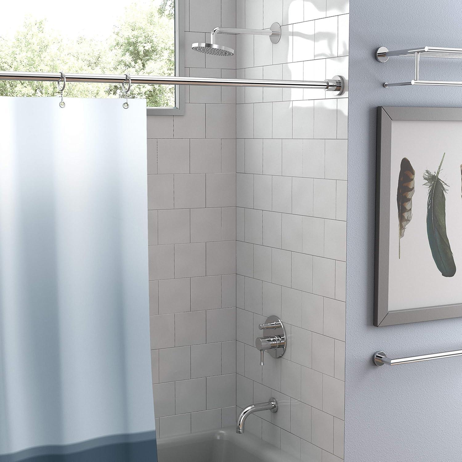 Minimalist 60" Straight Fixed Shower Curtain Rod | Wall Mount Solid Brass Shower Rod