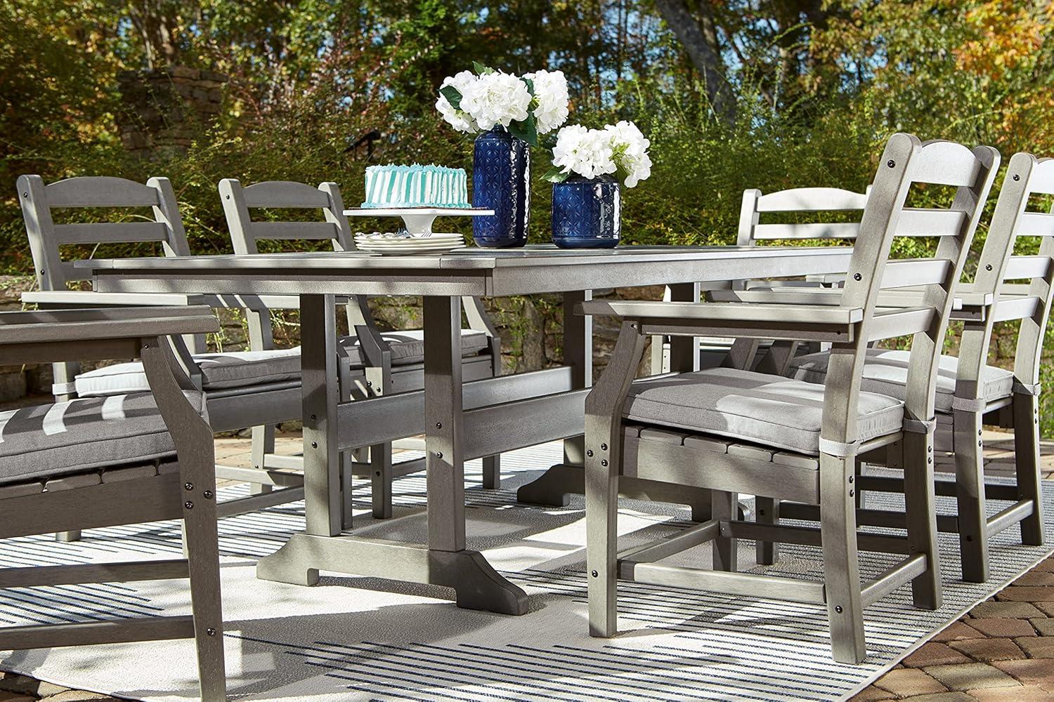 Ashley Furniture Visola Outdoor Plastic Dining Table in Gray