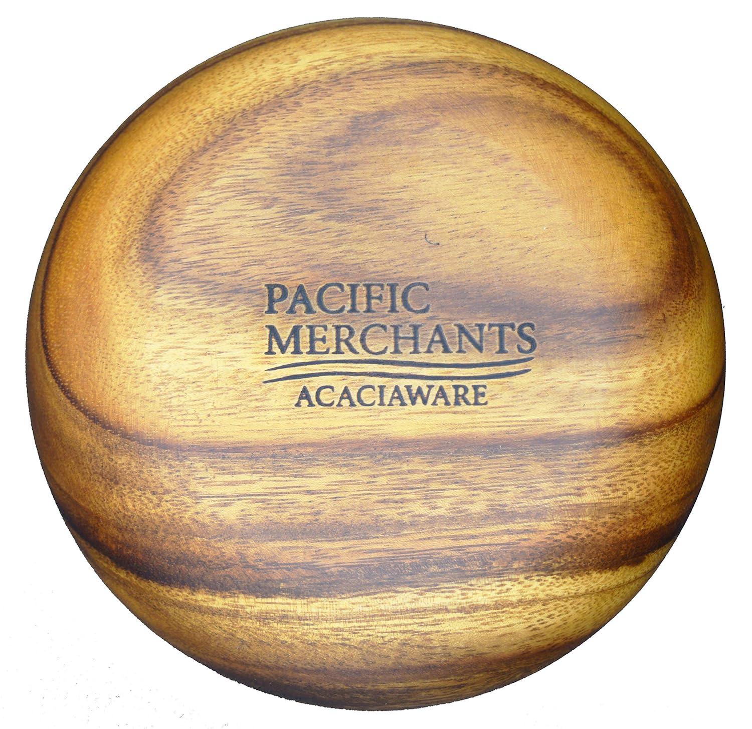 Rustic Acacia Wood 7-Piece Round Salad Bowl Set