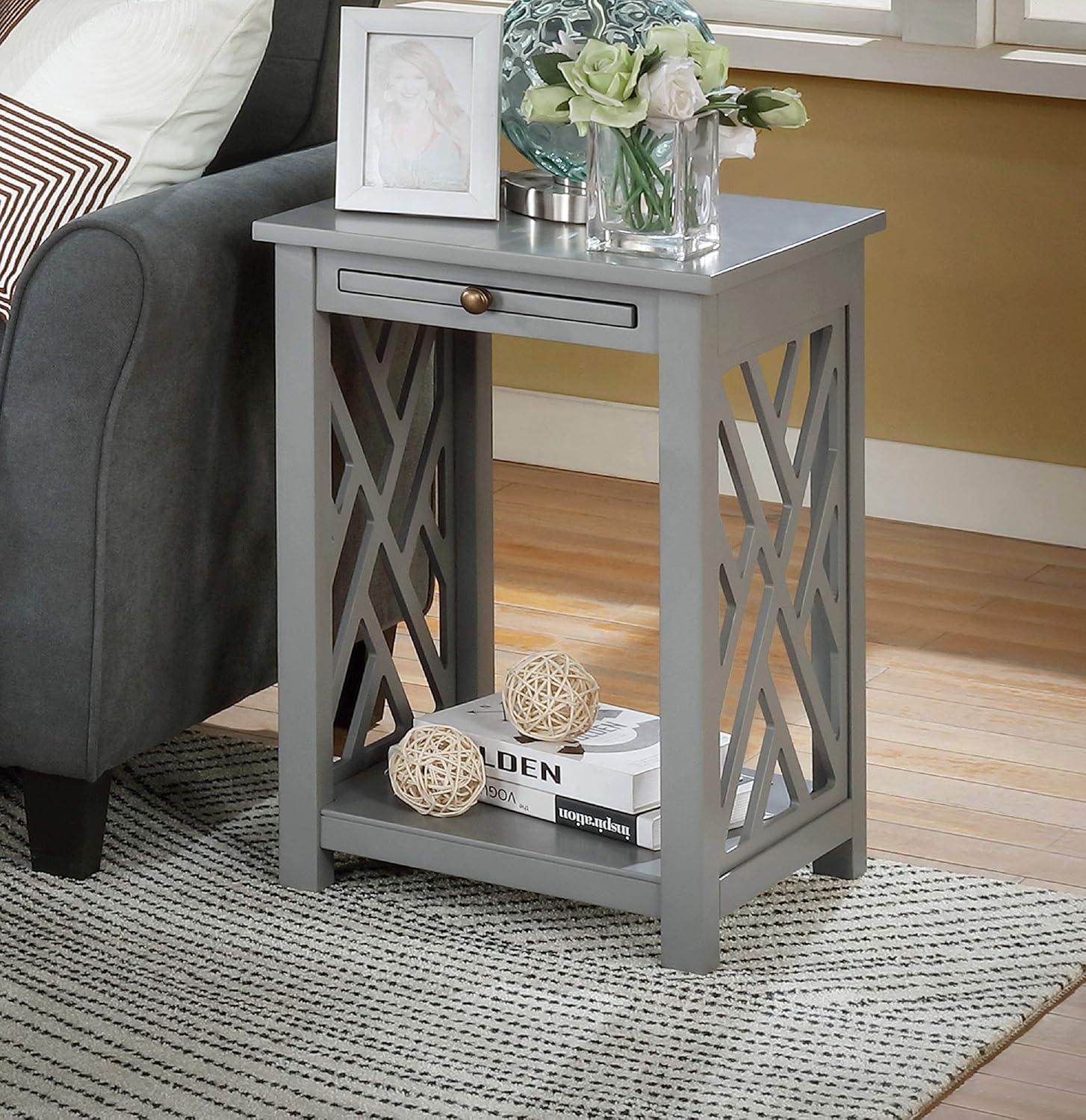 Alaterre Furniture Coventry 36 in. Entryway/Console/Sofa Table 3-Piece Set with Coffee Table, End Table & Tray Shelf, Gray