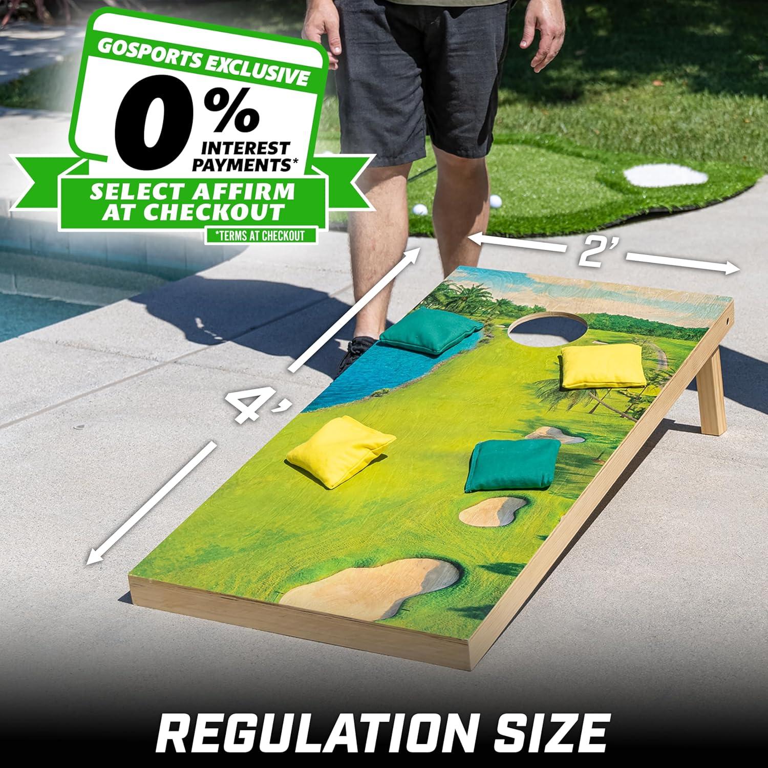 GoSports Gosports 4'x2' Reguation Size Premium Wood Cornhole Set - Golf Themed Design