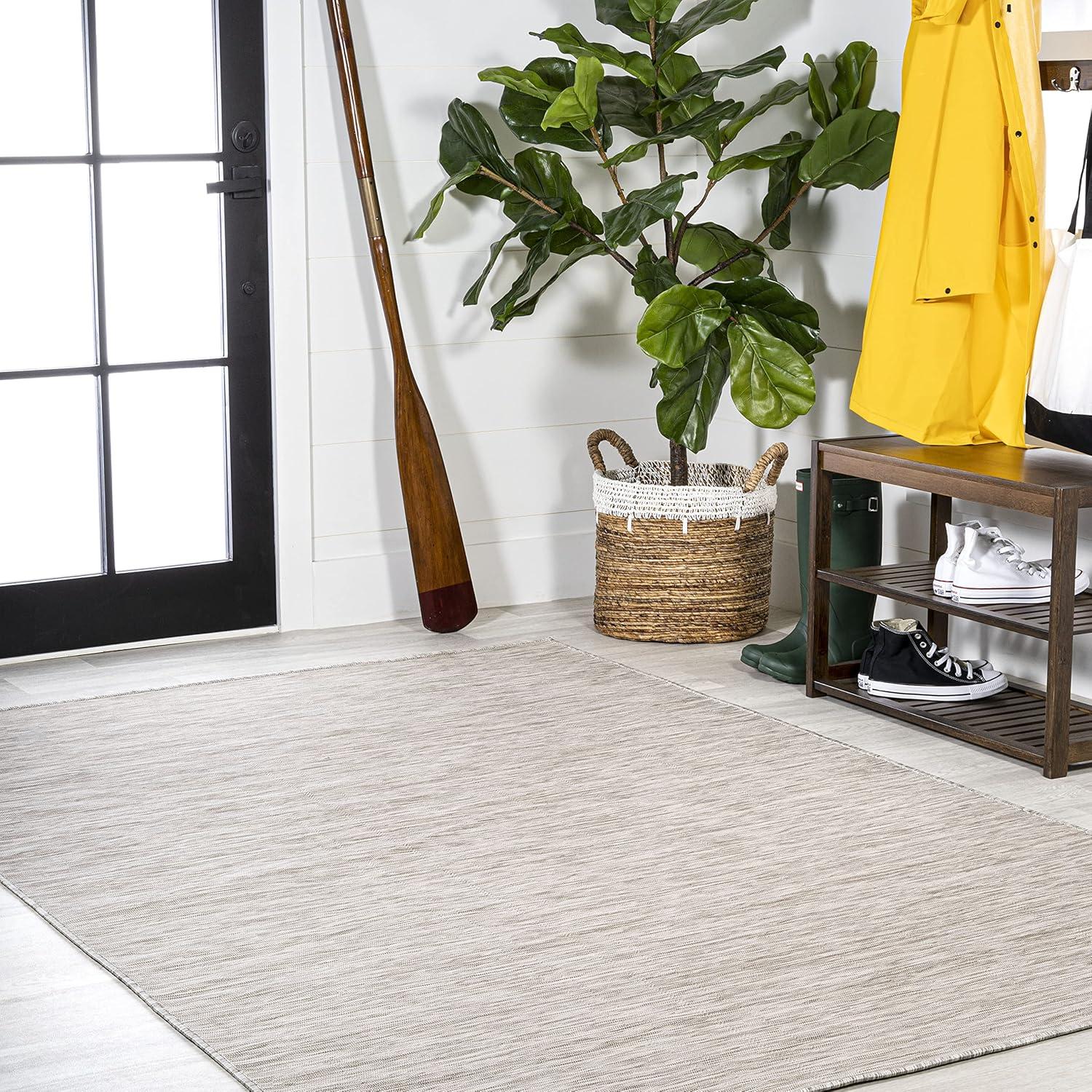 5'x8' Ethan Modern Flatweave Solid  Area Rug, Light Gray - JONATHAN Y
