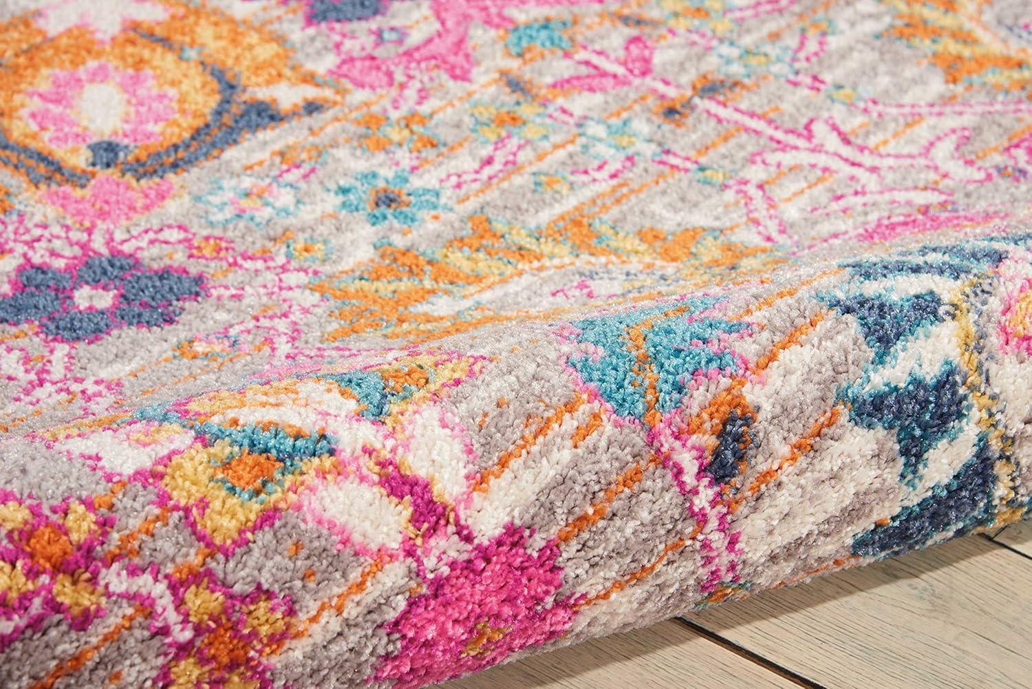 Bungalow Rose Rectangle Passion Floral 6'7" x 9'6" Area Rug in Pink