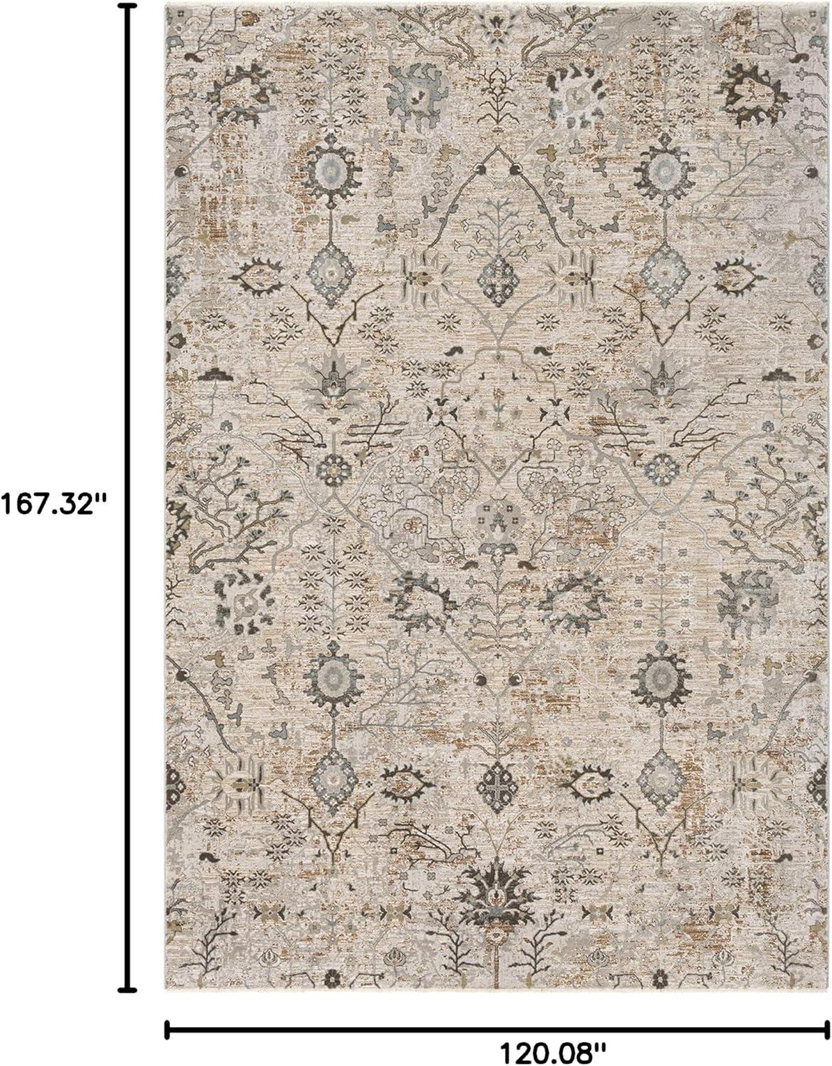 BoutiqueRugs Claydon Traditional Floral Area Rug - Taupe, Peach, Olive - 10' x 13'11"