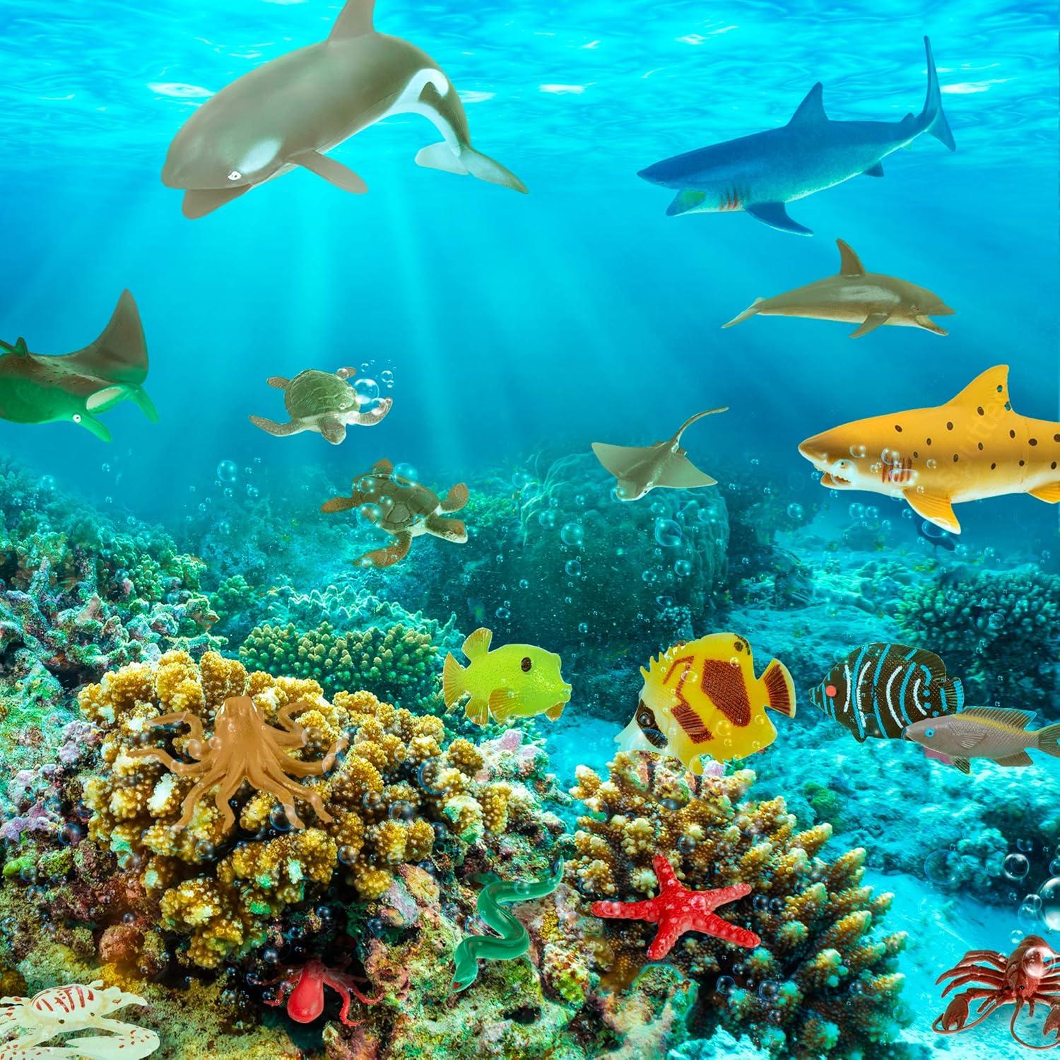 Terra by Battat – 60pcs Tropical Fish & Crab Toys – Mini Plastic Ocean Animal Figurines for Kids – Realistic Sea Creatures in Tube – Sensory Educational Playset for Toddlers Ages 3+