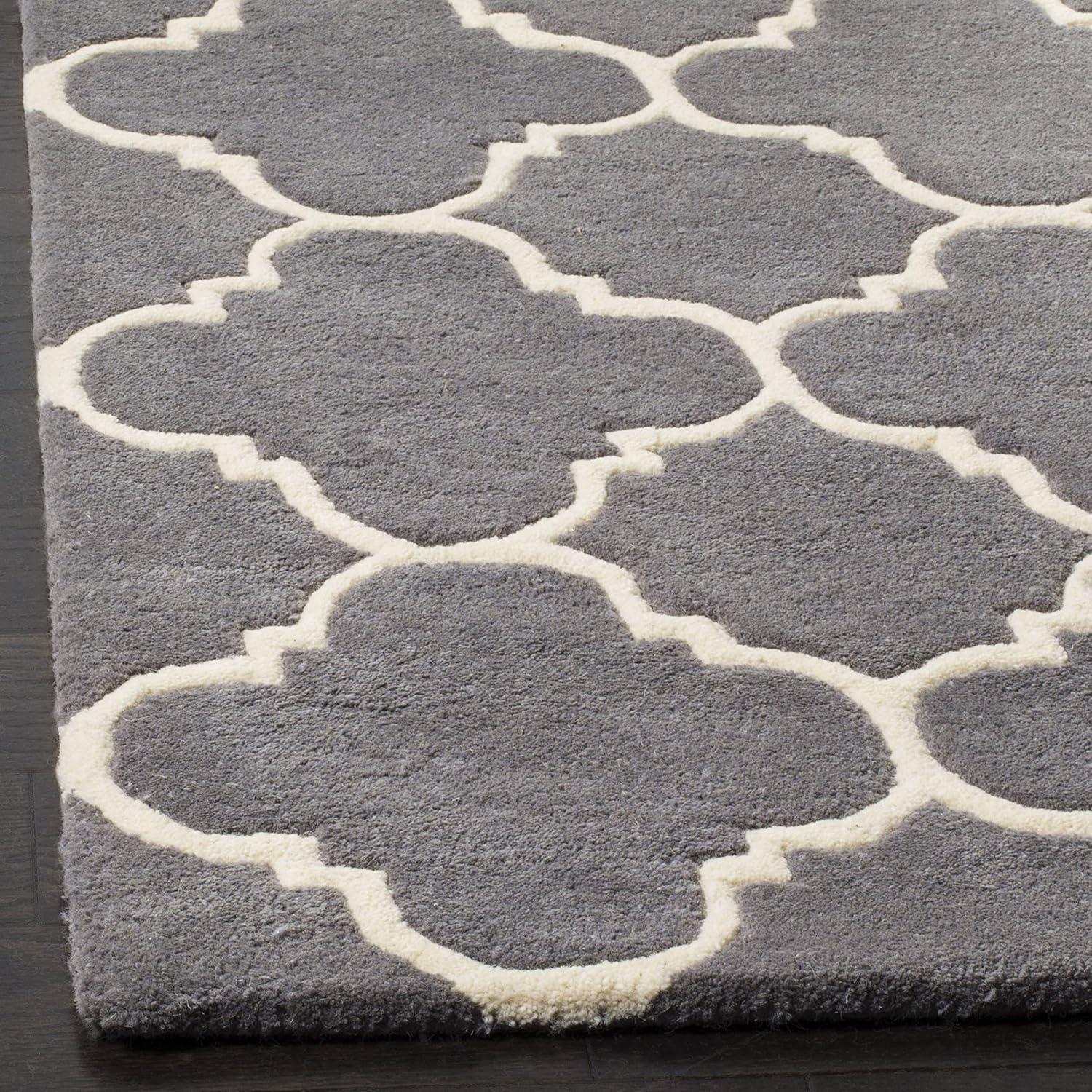 SAFAVIEH Chatham Jacob Geometric Wool Area Rug, Dark Grey/Ivory, 3' x 5'