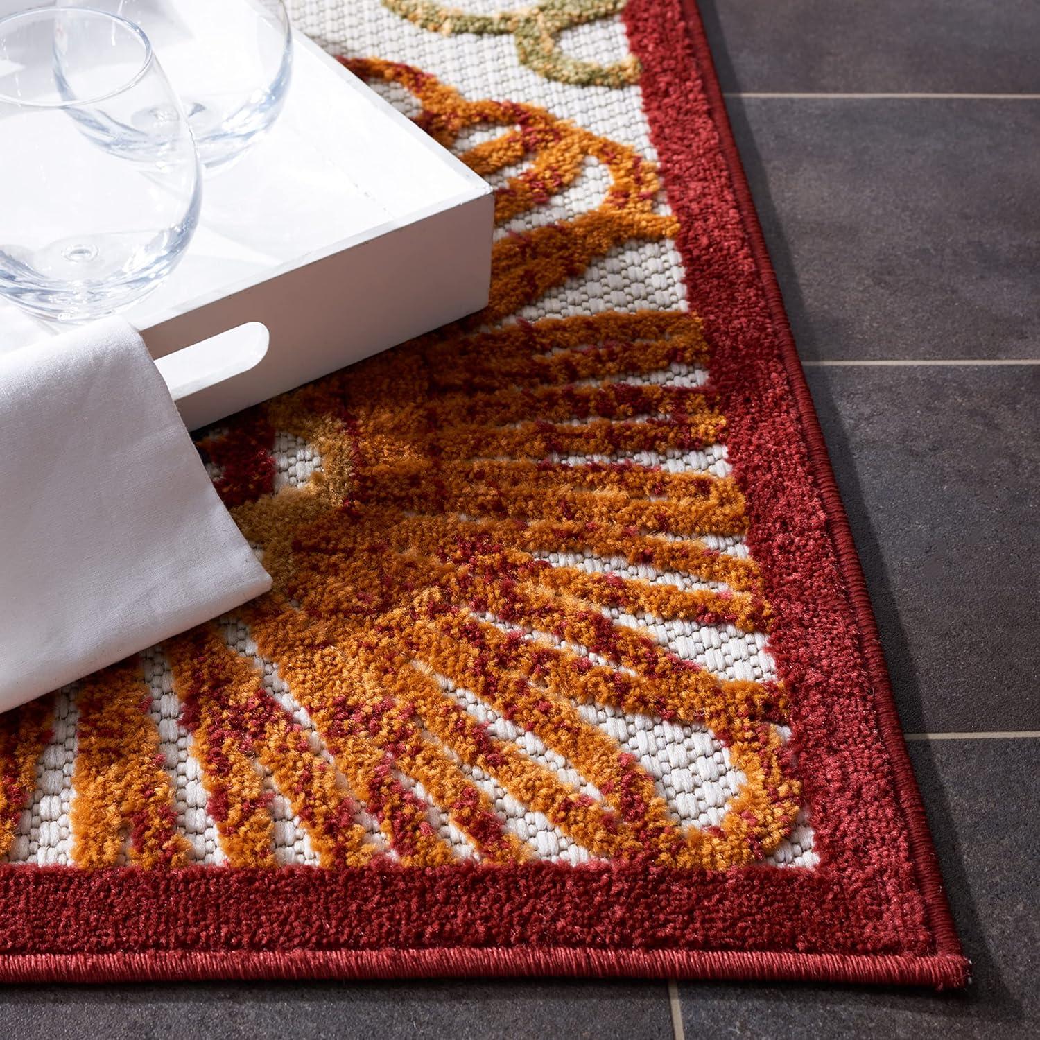 Cabana CBN801 Power Loomed Indoor/Outdoor Accent Rug - Creme/Red - 3'x5' - Safavieh