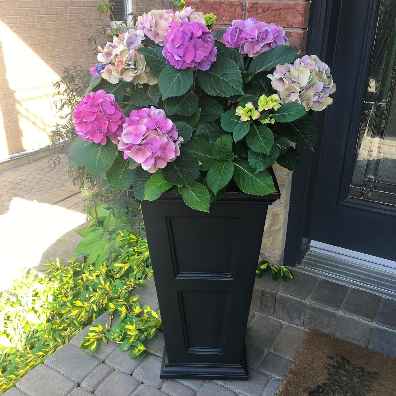 Black 28" Polyethylene Tall Outdoor Planter