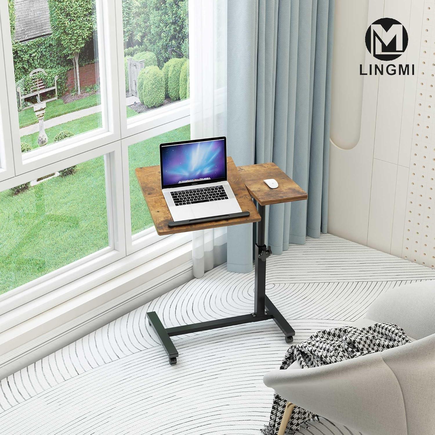 Rolling Laptop Desk for Rolling Cart Tilting Overbed Bedside Table Desk Overbed Table with Wheels Adjustable Laptop Stand Sofa Side Table