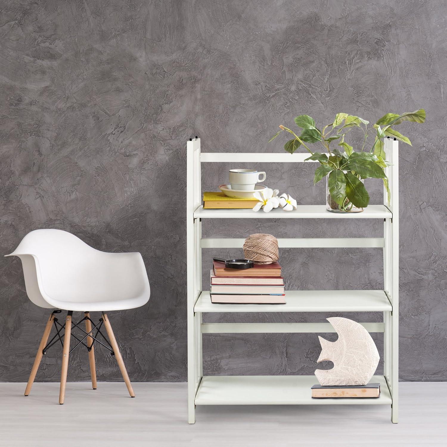 Casual Home 3-Shelf Folding Stackable Bookcase 27.5" Wide-White