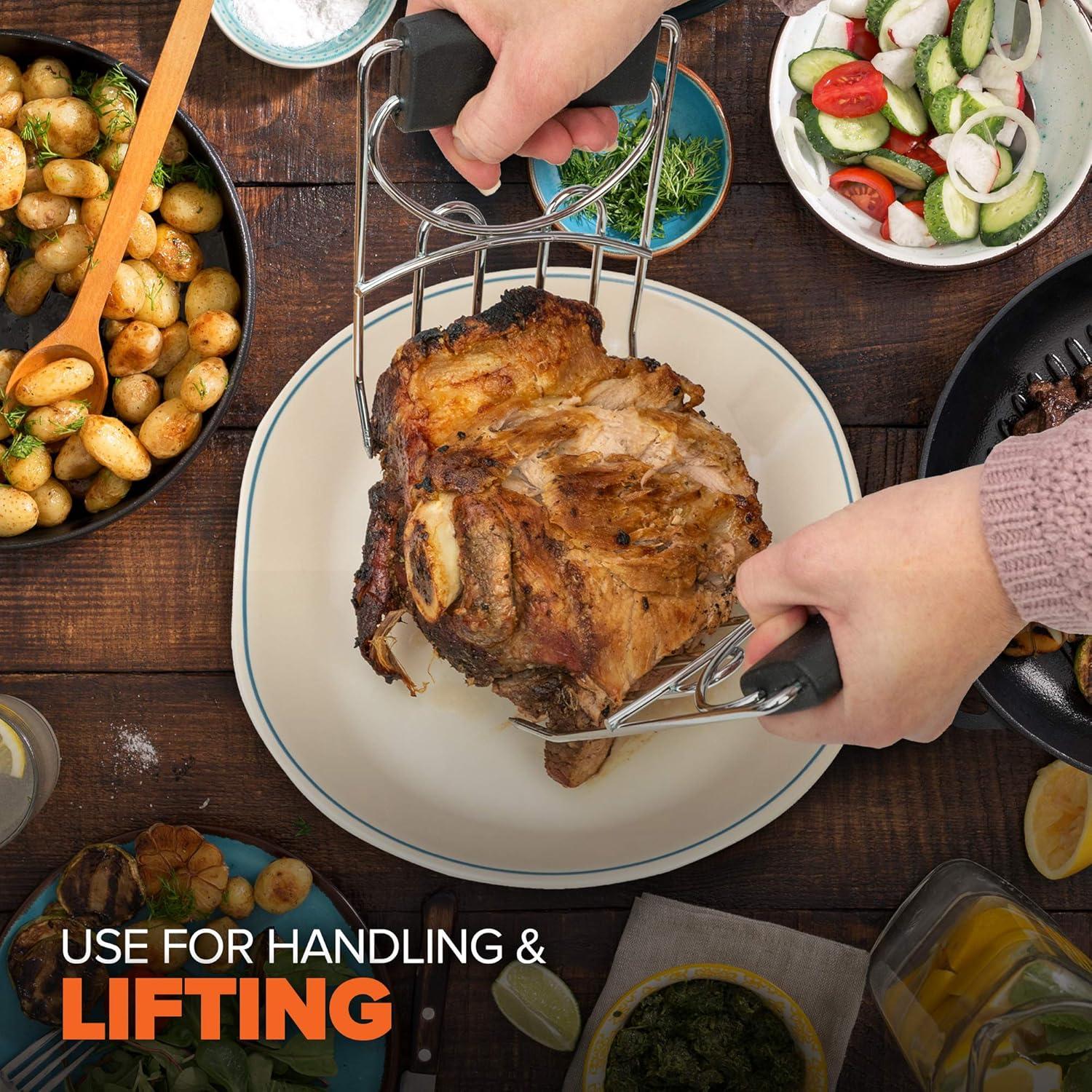 Heavy-Duty Stainless Steel Meat Shredding Claws with Black Rubber Handles