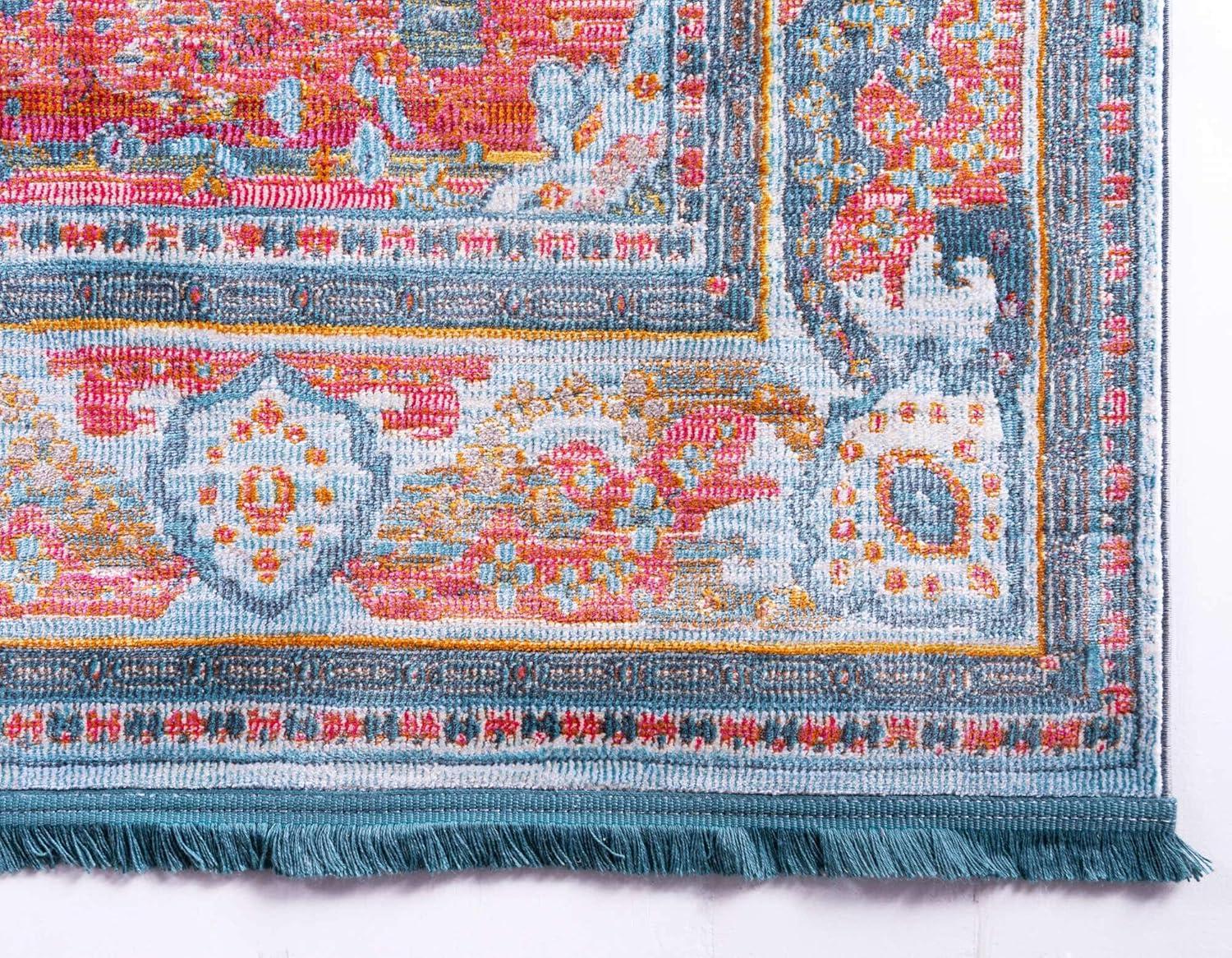 Unique Loom Baracoa Collection Area Rug - Malecon (2' 2" x 3' 1" Rectangle Light Blue/Orange)