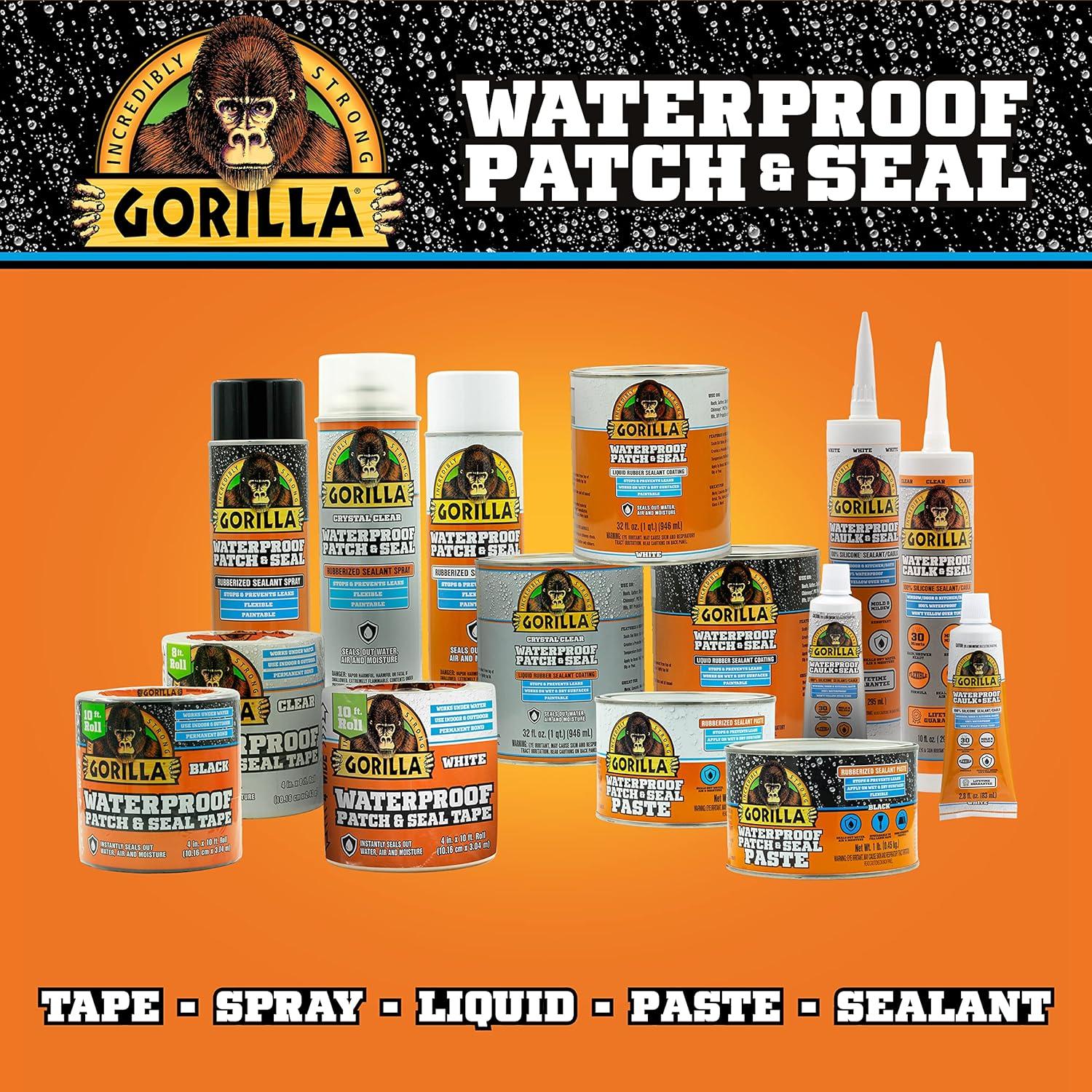 Gorilla Patch & Seal Liquid Rubber Waterproof Sealant, Crystal Clear, 32 Ounce