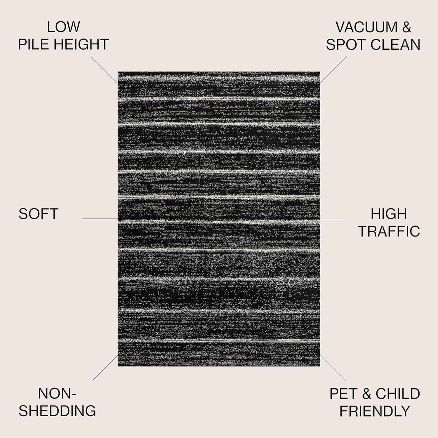 JONATHAN Y Williamsburg Minimalist Stripe Black/Cream 8 ft. x 10 ft. Area Rug