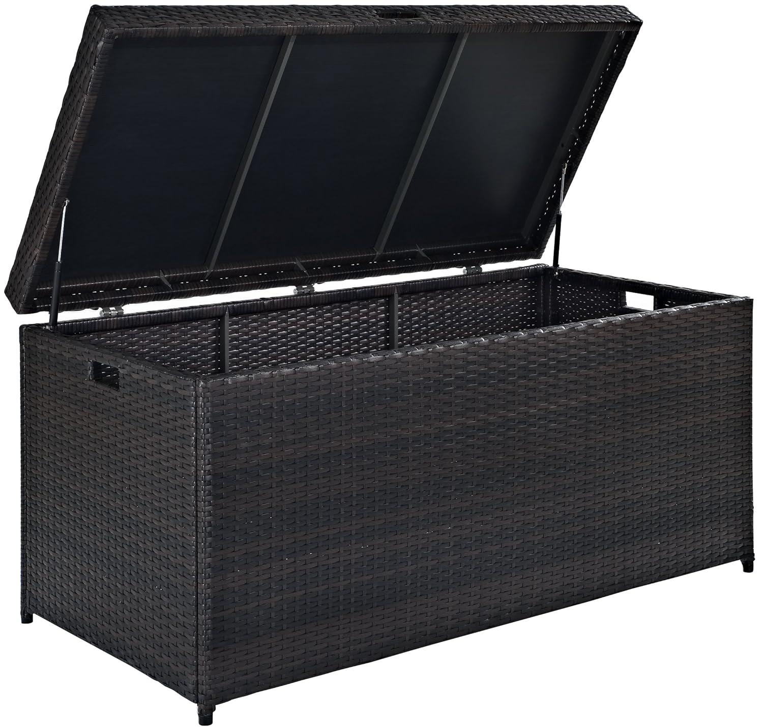 104.5gal Palm Harbor Steel Outdoor Deck Box Brown - Crosley: UV-Resistant Patio Storage with Hinged Top