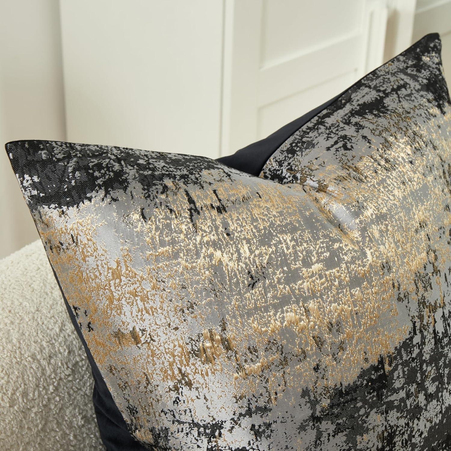 Throw Pillow Covers Luxury Black Throw Pillow Cover Modern Gold Decorative Pillowcase for Couch Sofa Living Room Bedroom Car 18x18 inch