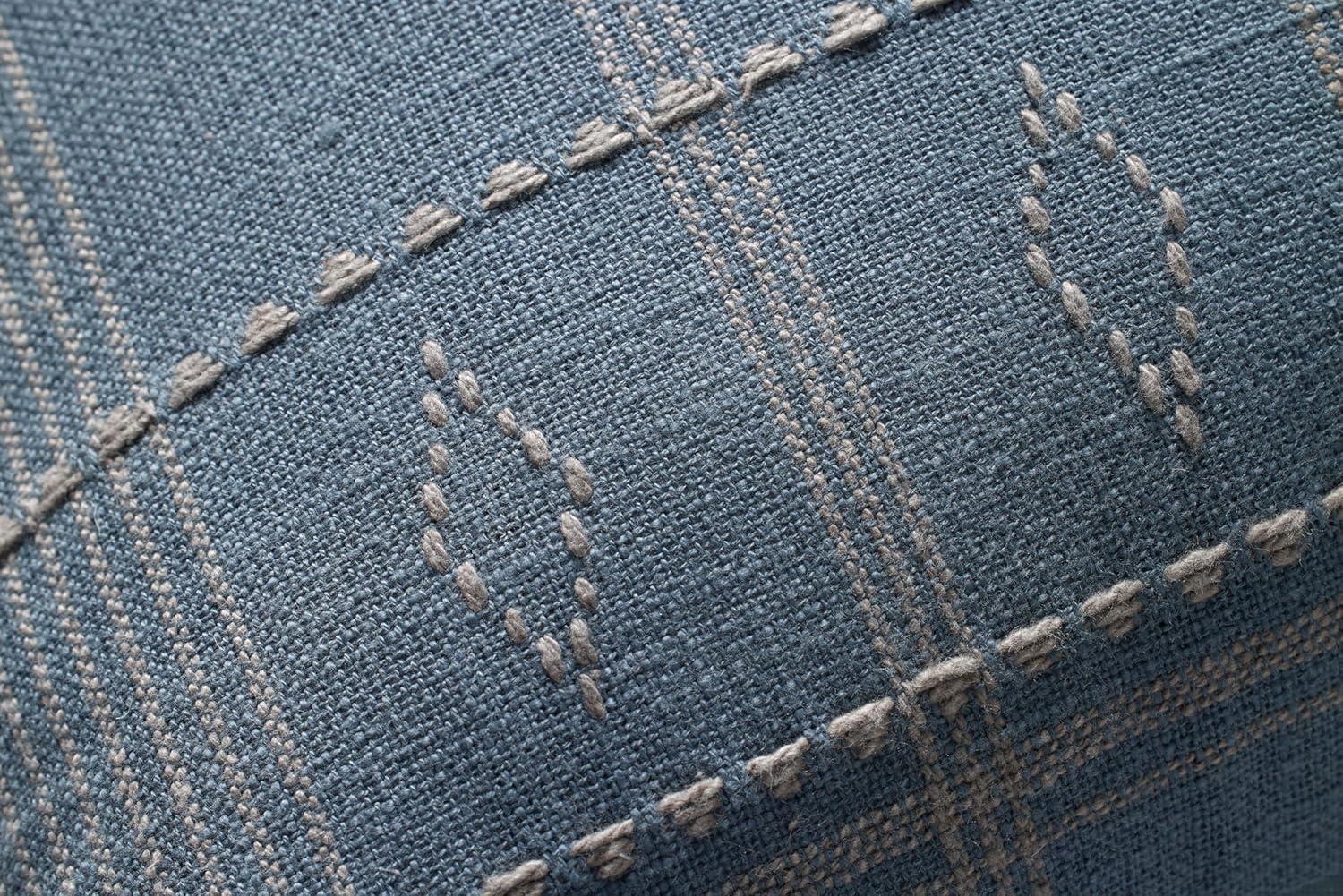 Blue Slate Cotton Windowpane Check 18'' x 18'' Pillow Cover