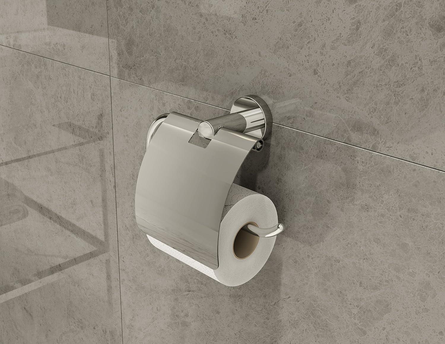 Dia Wall-Mounted Toilet Paper Holder with Cover in Polished Chrome