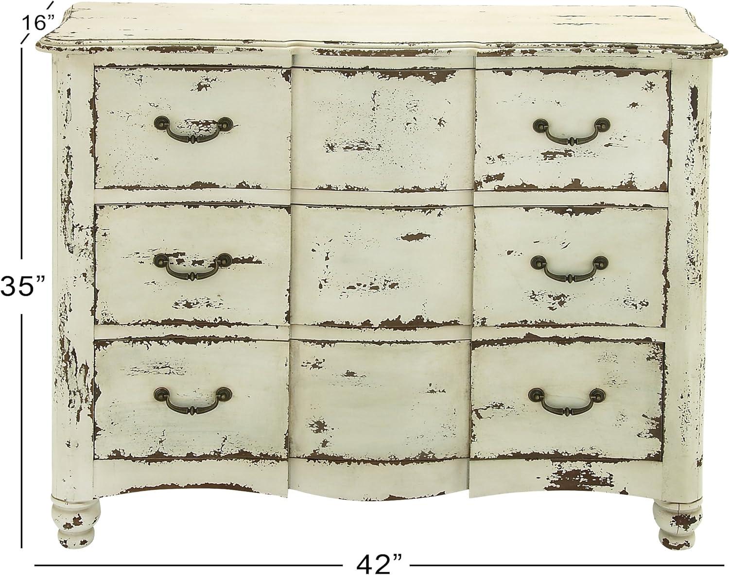 Cottage Charm Cream Wood 3-Drawer Accent Chest, 42"x35"