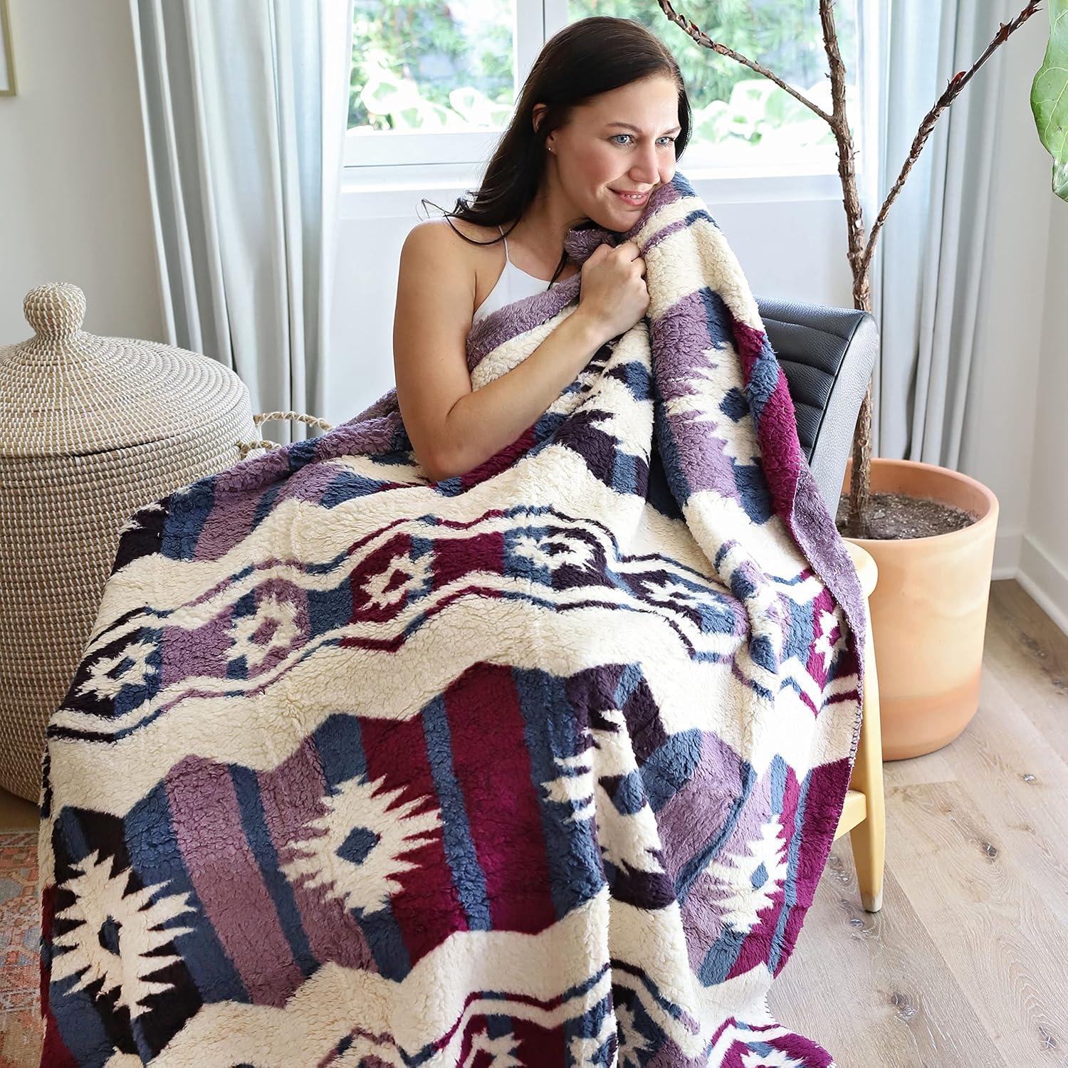 Catalonia Southwest Throw Blanket, Aztec Blanket for Couch or Room Decor, Reversible Comfy Fluffy Blanket, Gift Blanket, 50 x 60 inches