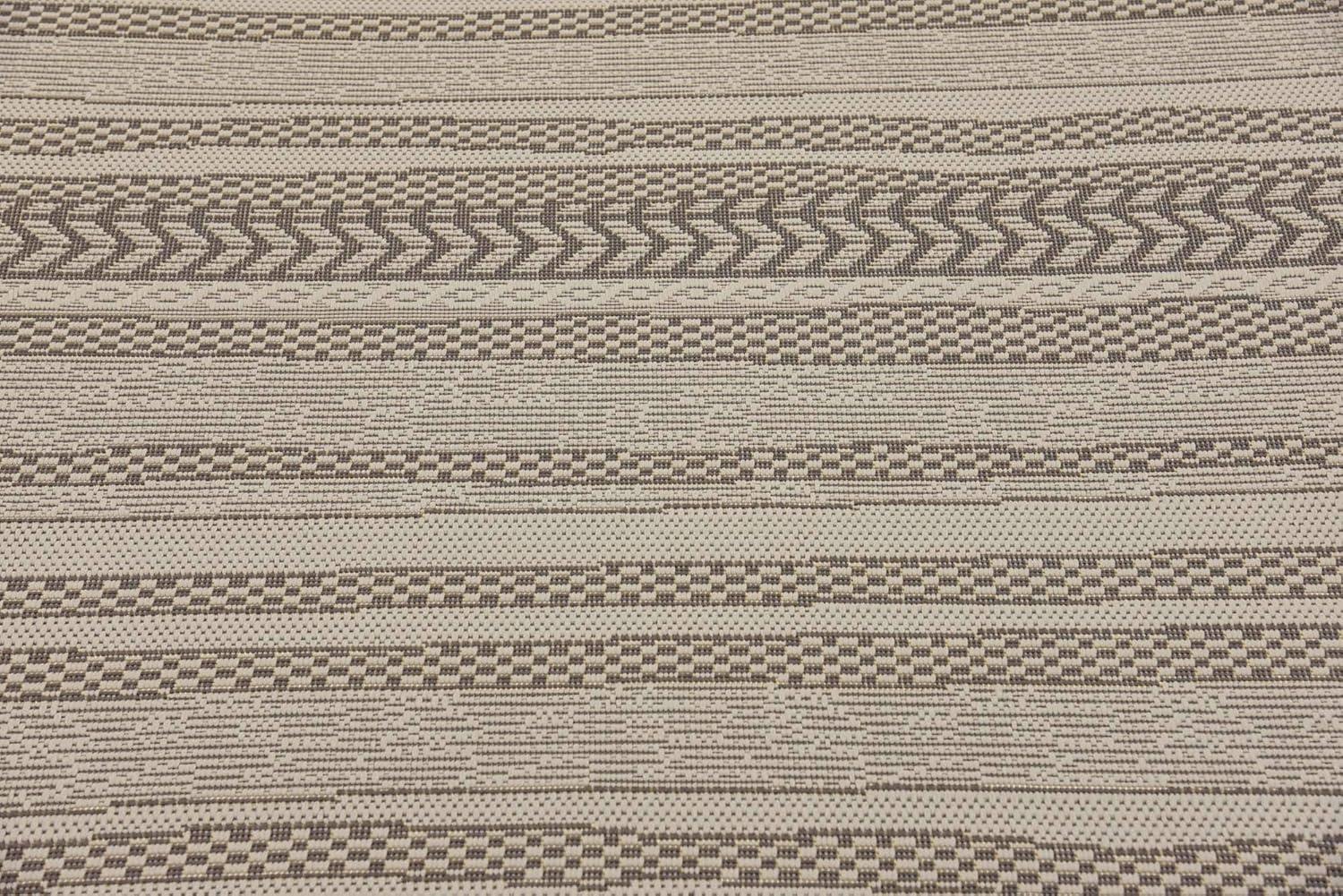 Unique Loom Outdoor Border Collection Area Rug - Lines (6' 1" Square Gray/Silver)