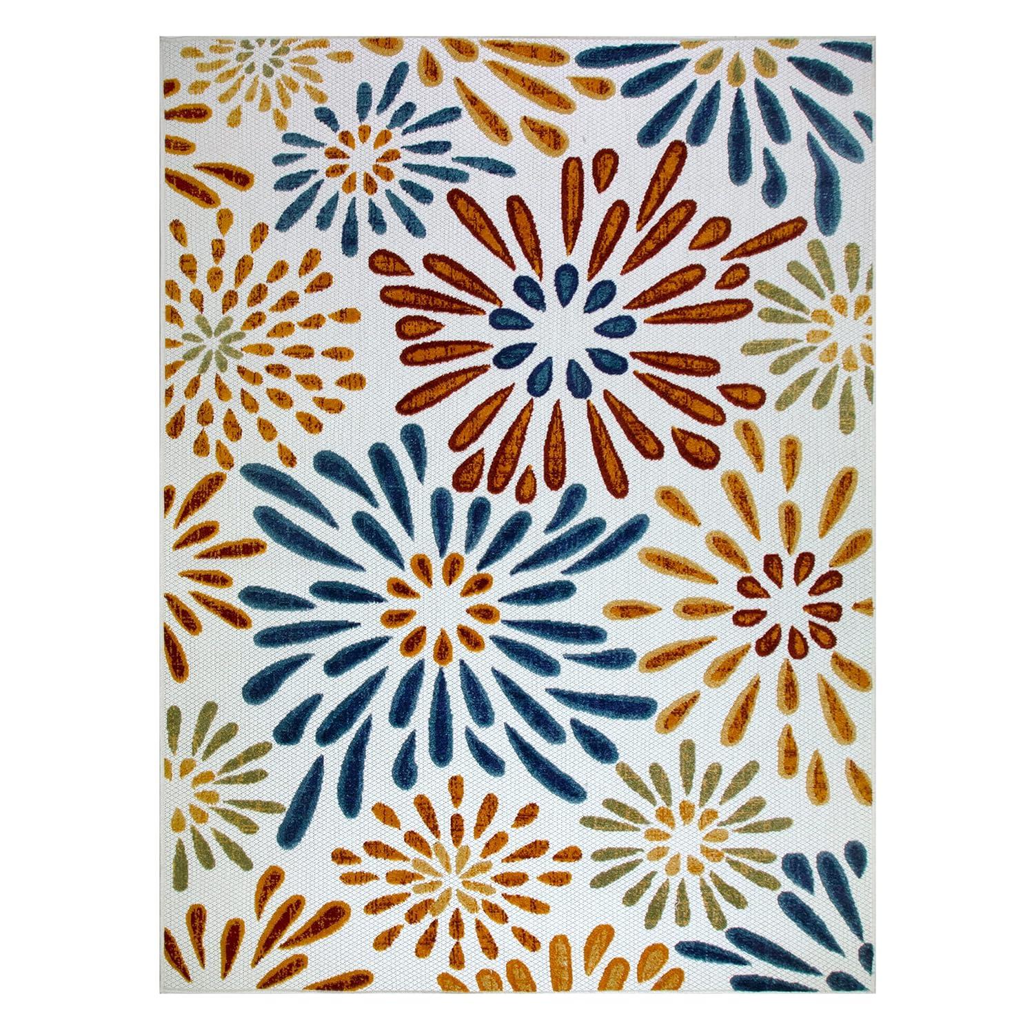 Leick Home Beam Multicolor Flower Rectangle Indoor/Outdoor Area Rug, 5'3" x 7'