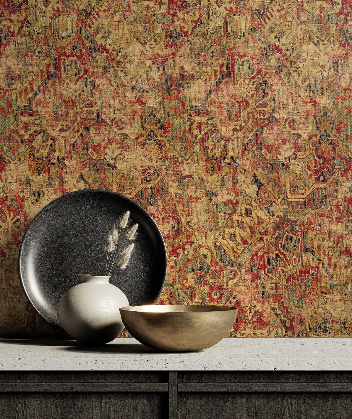 Surface Style - Peel and Stick Wallpaper, Abstract Wallpaper for Bedroom, Powder Room, Kitchen, Vinyl, 30.75 Sq Ft Coverage (Cumbrae Collection, Ruby)