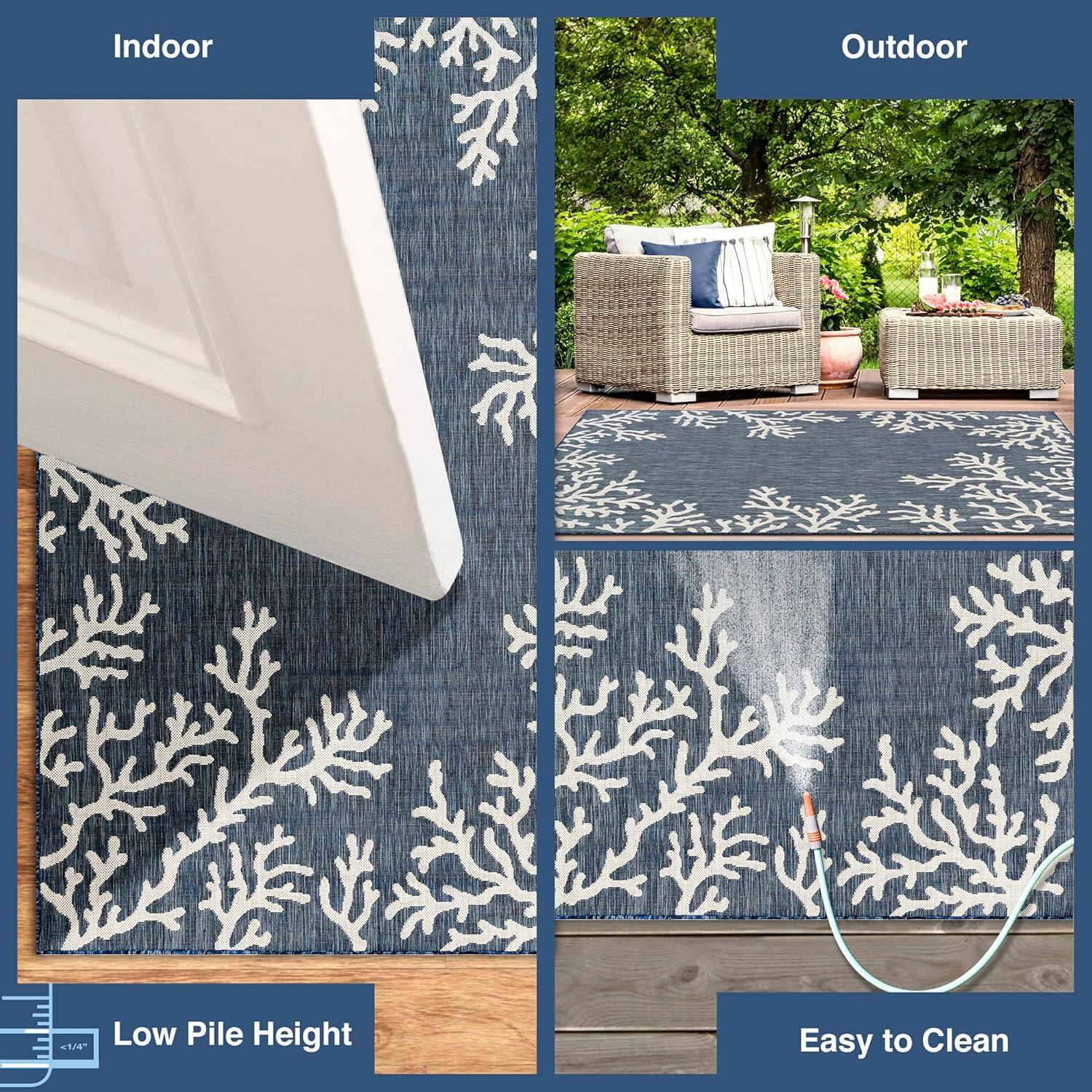 Liora Manne Carmel Coral Border Indoor/Outdoor Rug Navy 1'11" x 4'11"