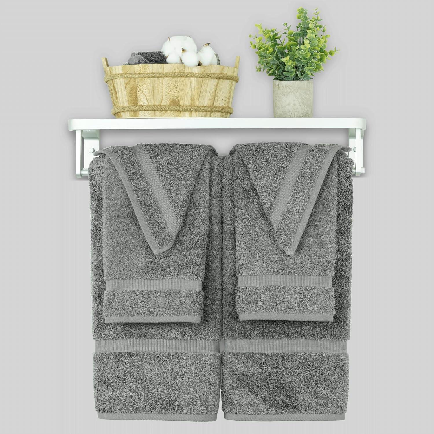 Chakir Turkish Linens 100% Cotton Premium Turkish Towels for Bathroom | 2 Bath Towels - 2 Hand Towels, 2 Washcloths (6-Piece Towel Set, Gray)