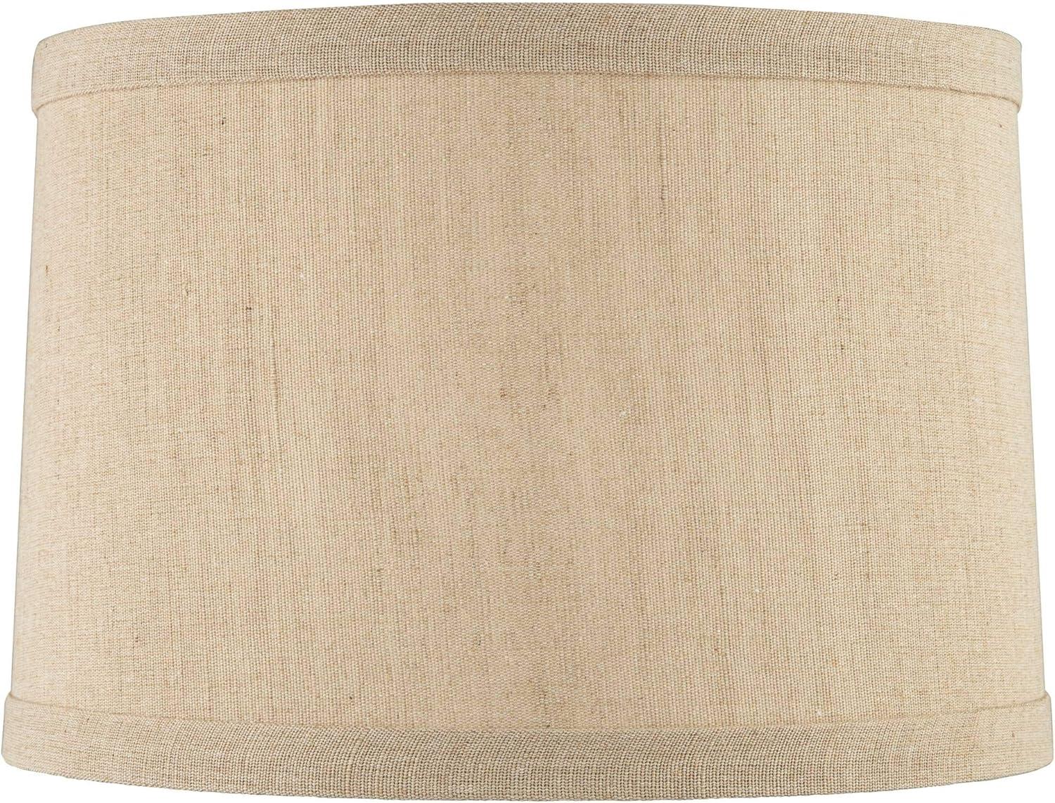 Taupe Linen Hardback Drum Lamp Shade with Harp and Finial