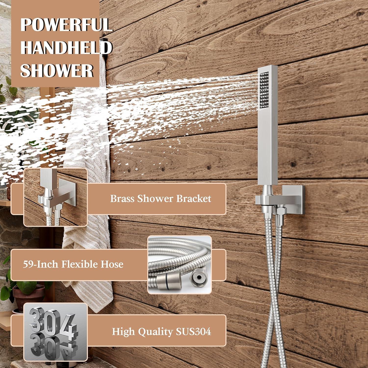 10-Inch Brushed Nickel Wall-Mounted Rain Shower System