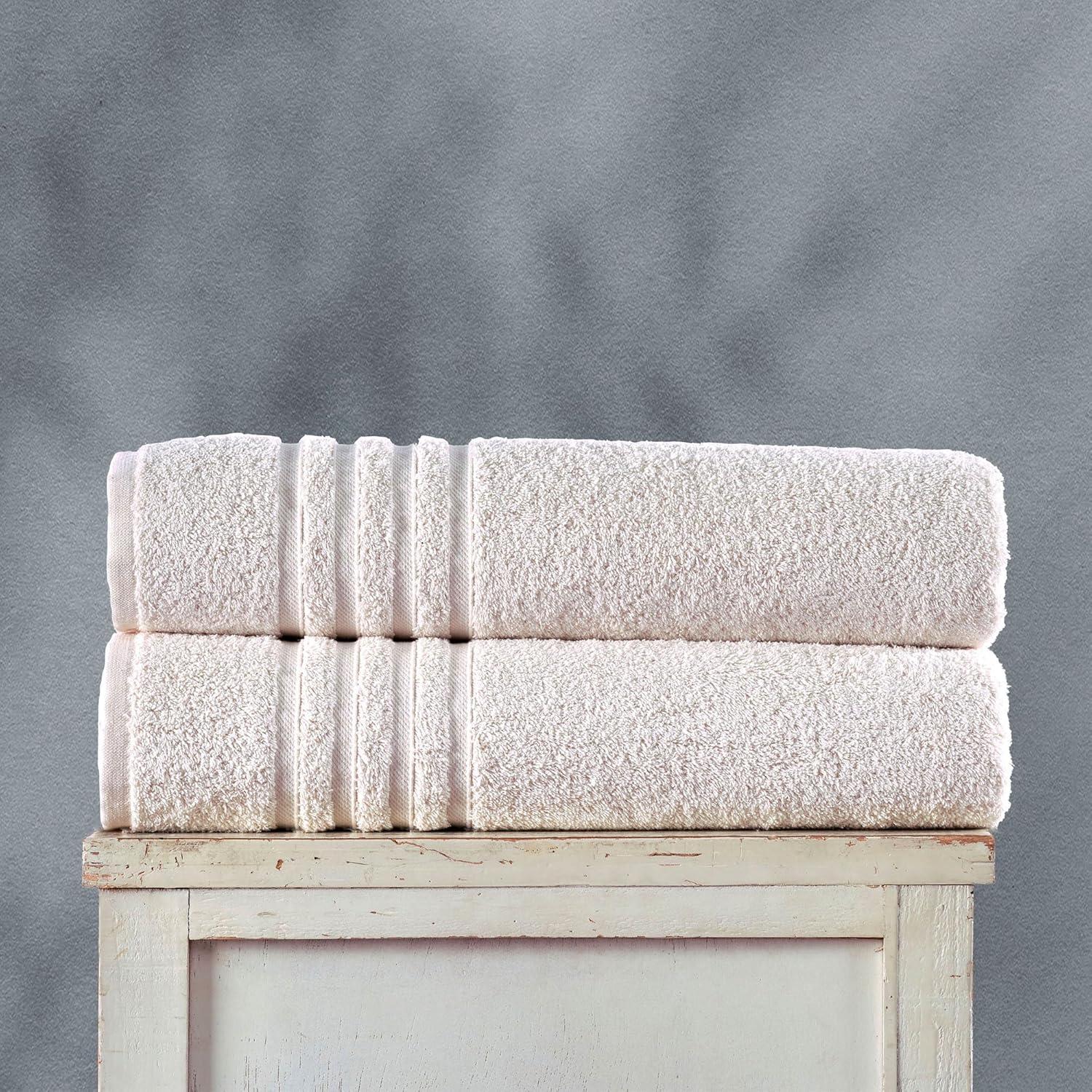 Jumbo Large Bath Sheets Towels 2 Pack Soft and Absorbent, 100% Cotton Towels (Sea Salt, Bath Sheet)