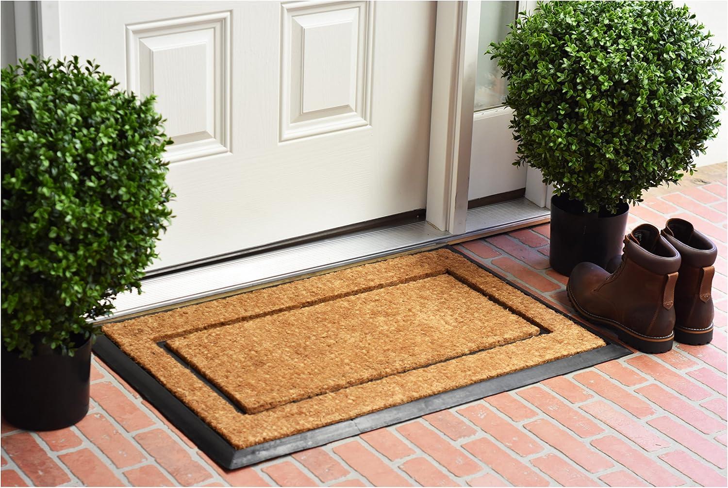 Natural Coir and Rubber Outdoor Door Mat, 2' x 3'