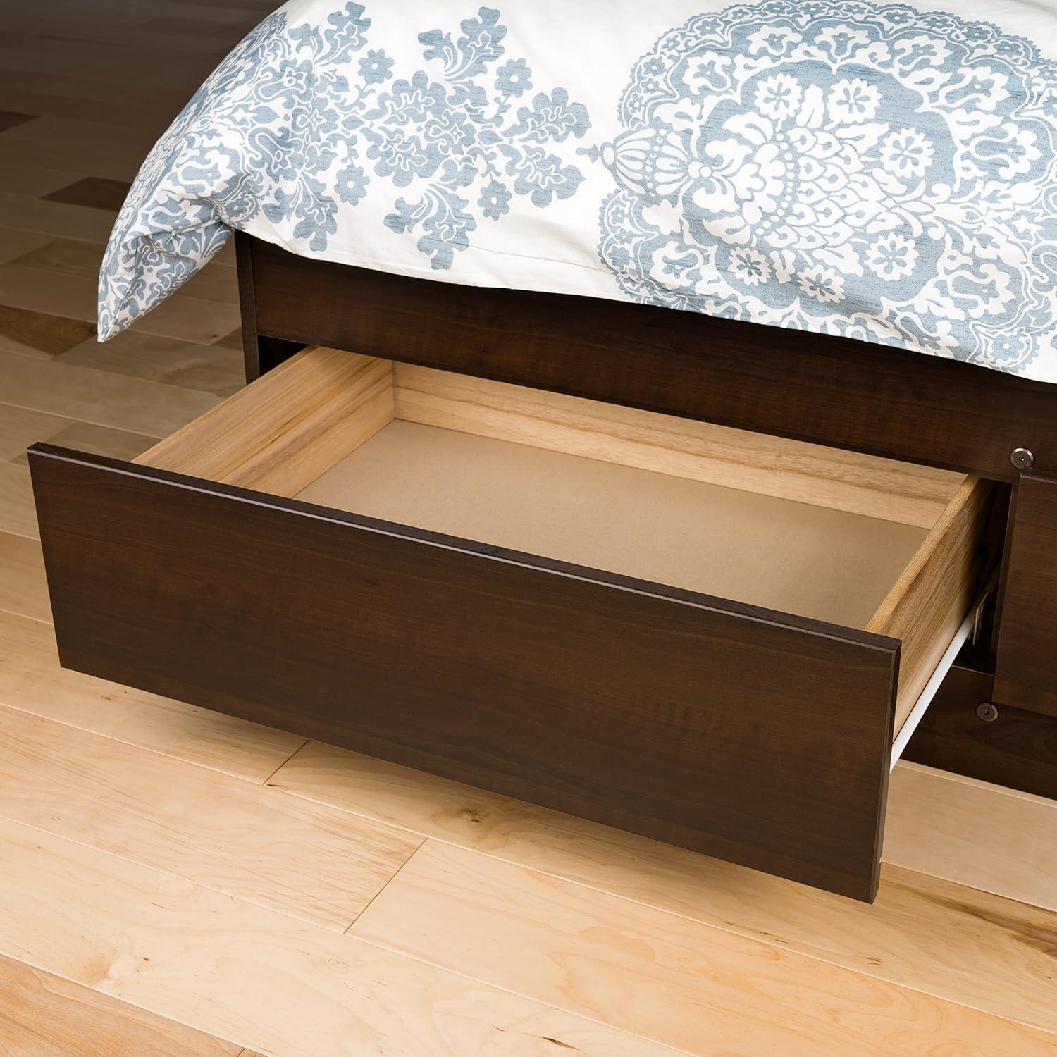 King Mate's Platform Storage Bed with 6 Drawers Drifted Gray - Prepac: King-Sized, No Box Spring Needed
