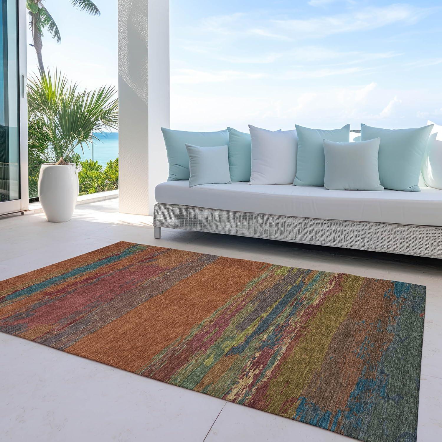 Machine Washable Indoor/Outdoor Chantille ACN1286 Terracotta Rug