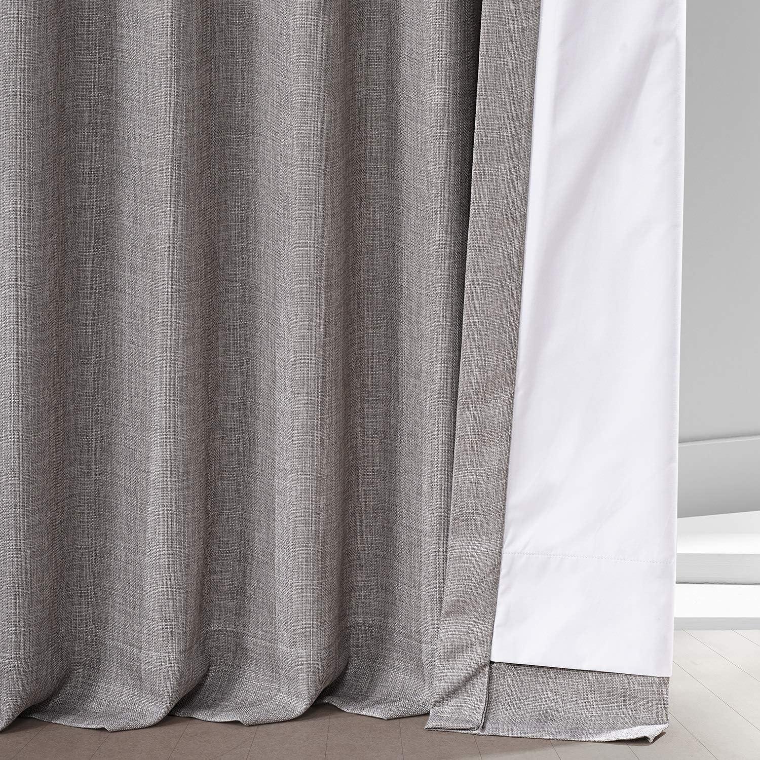 Slate Gray Faux Linen Blackout Curtain Panel 50" x 96"