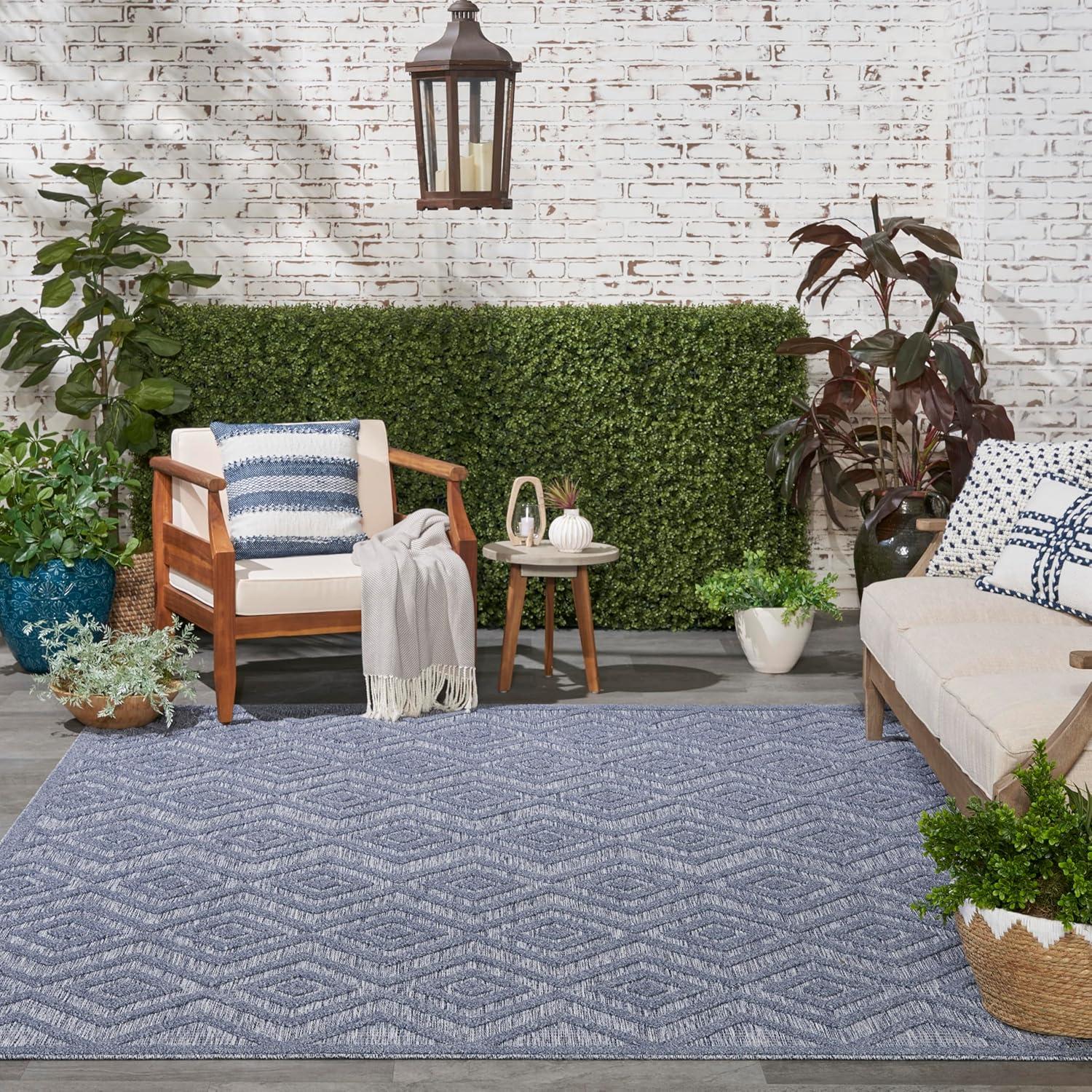 Nourison Versatile 8' x 10' Denim Blue Indoor Outdoor Rug