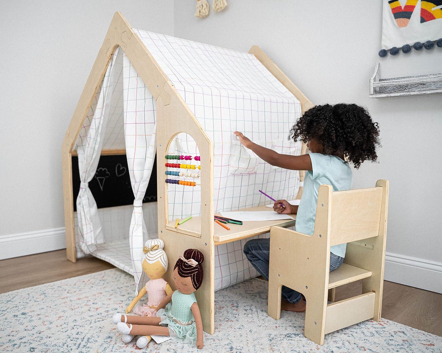 Avenlur Flair - Wooden 5 In 1 Indoor Playhouse Play Tent with Desk Table