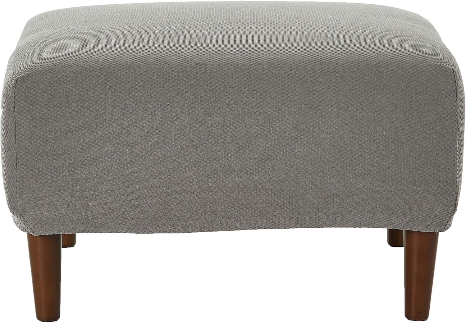 Flannel Gray Stretch Pique Oversized Ottoman Slipcover