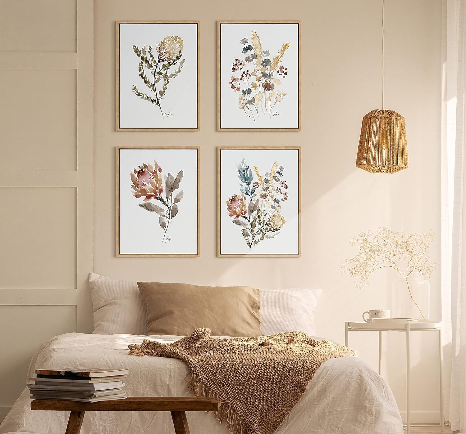 Kate & Laurel All Things Decor 18"x24" Sylvie Wildflower Bunch Framed Wall Canvas by Sara Berrenson Natural