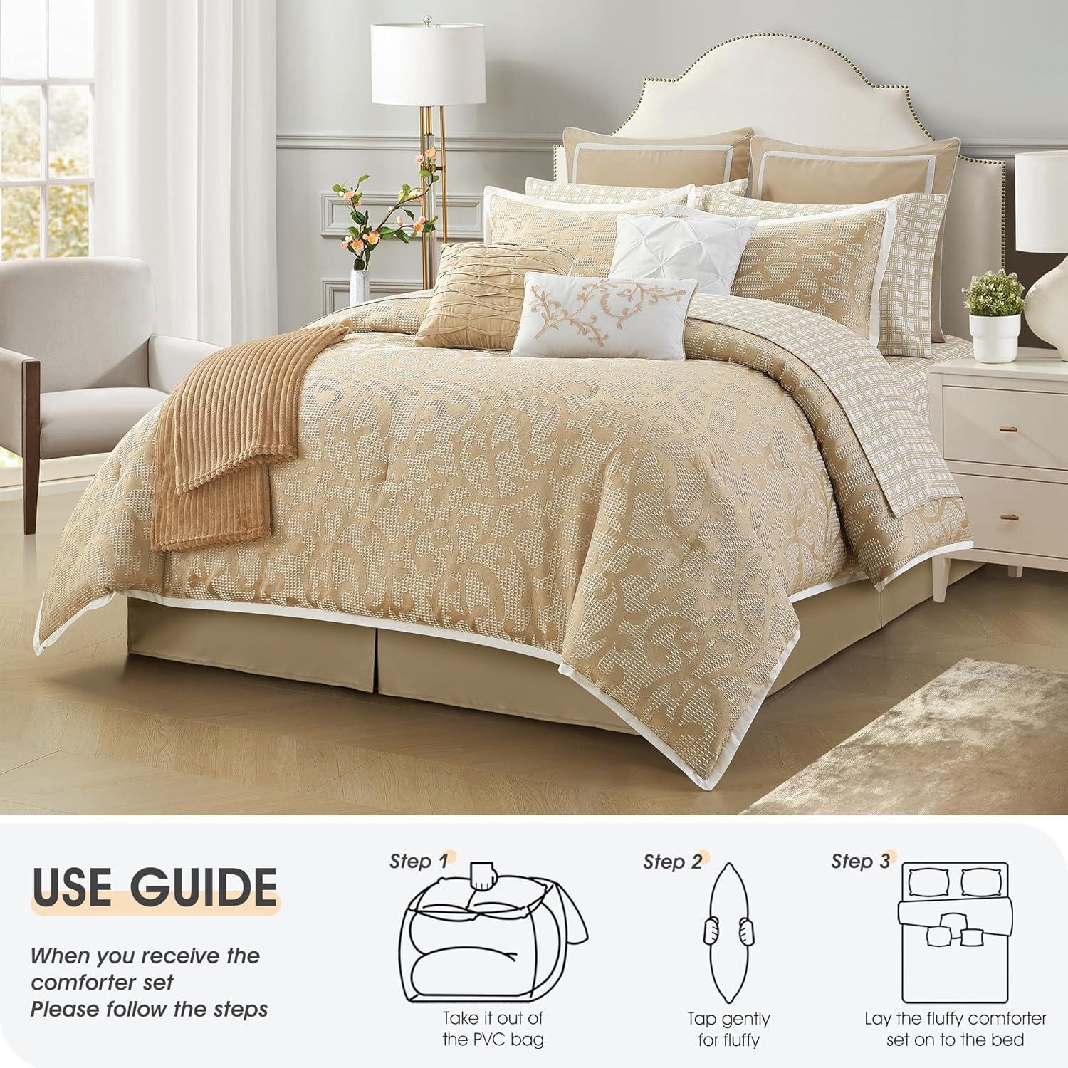 Nanshing America, Inc Janella 14 Piece Luxury Glam Comforter Set