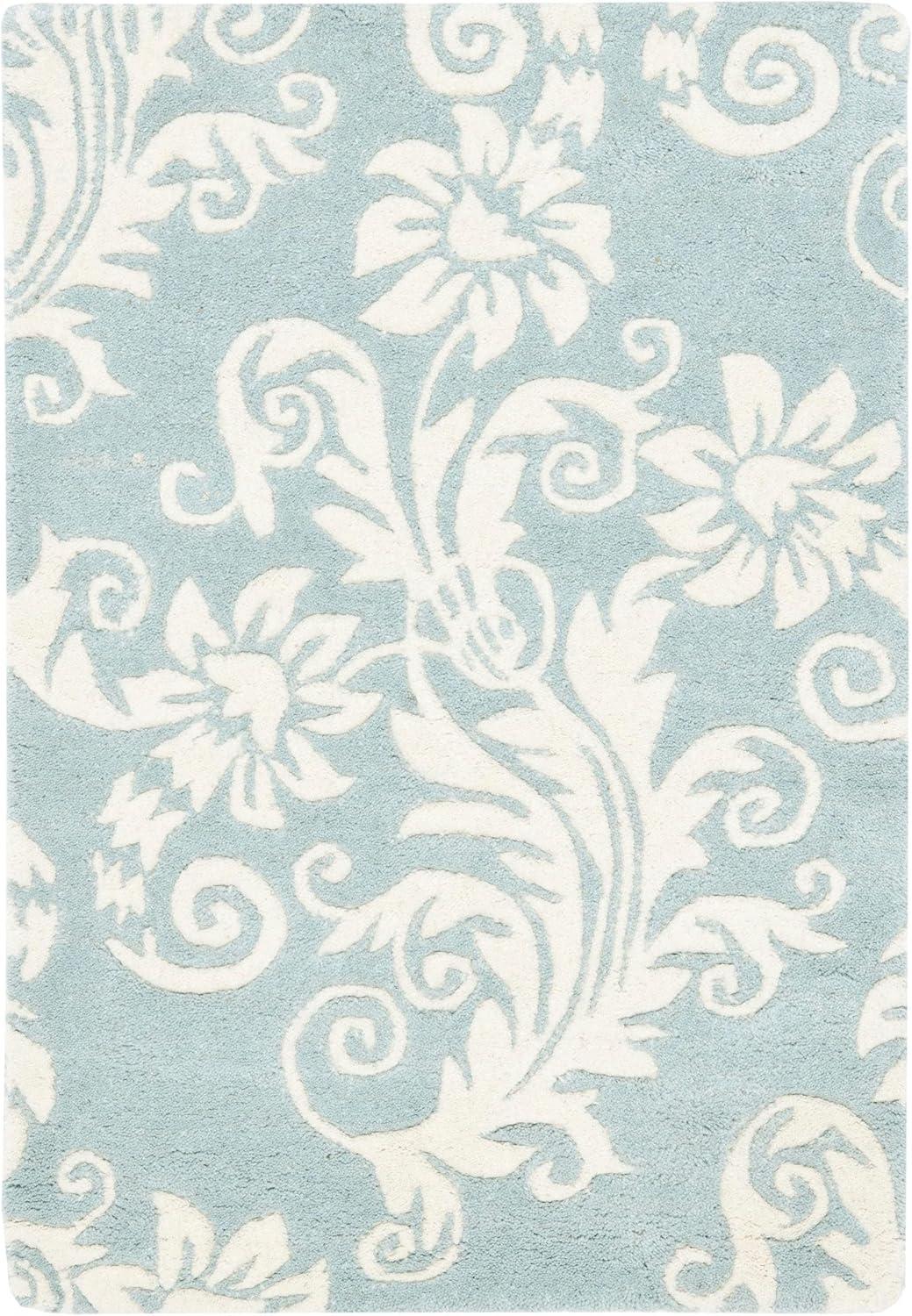 SAFAVIEH Soho Logan Floral Wool Area Rug, Blue/Ivory, 2' x 3'