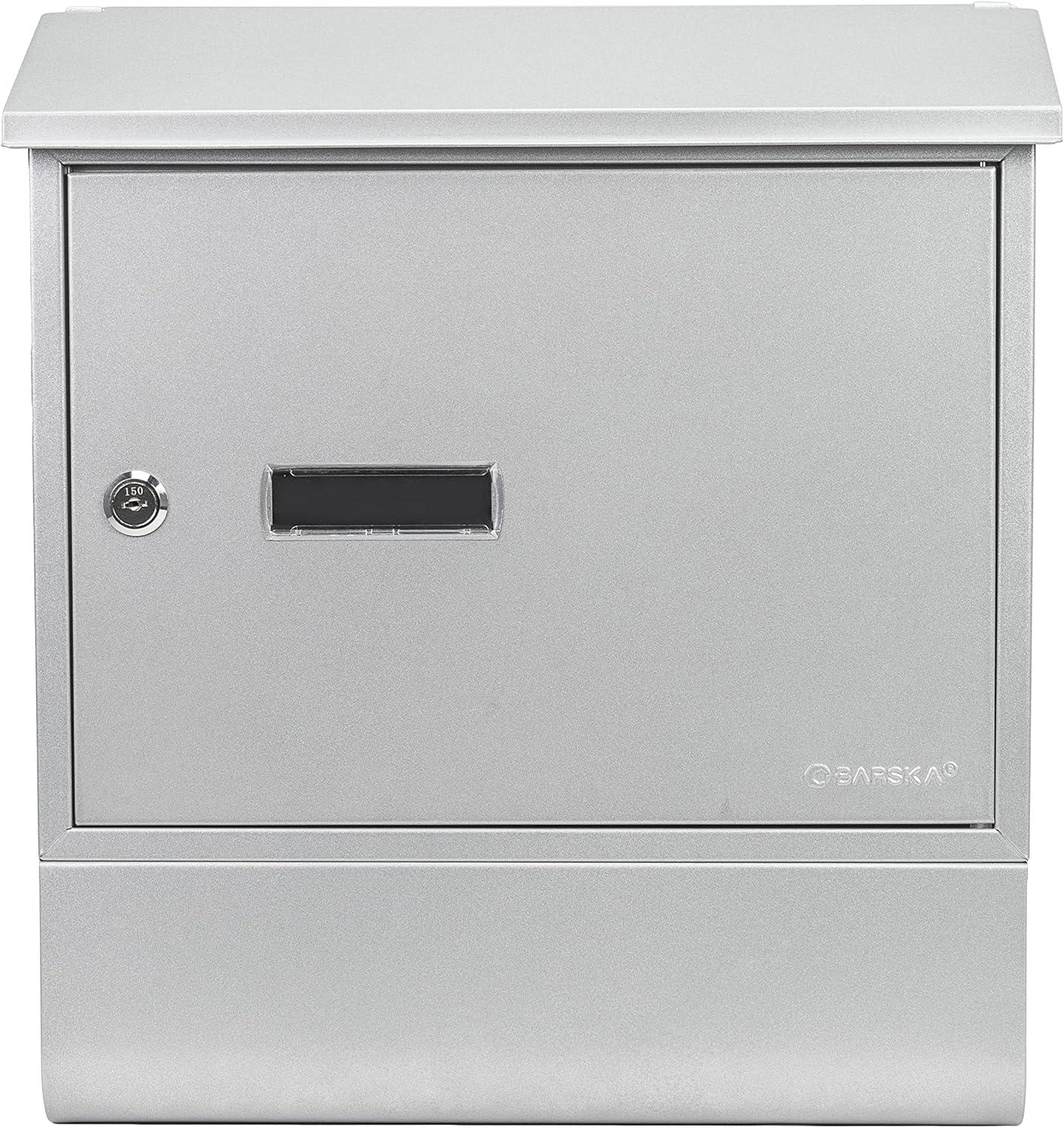 Silver Steel Wall Mount Lockable Mailbox with Key Lock