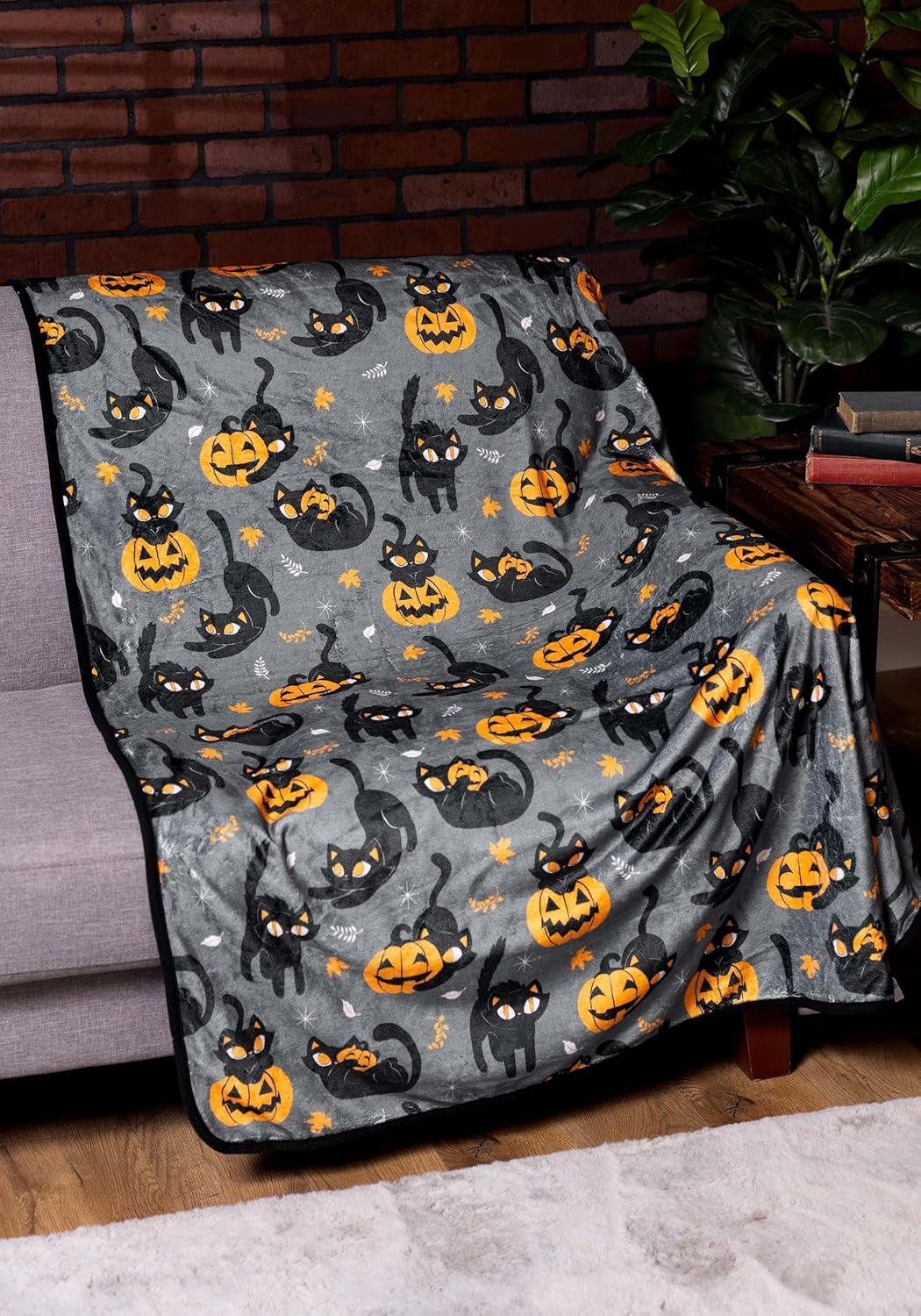 Quirky Black Kitty Throw Blanket