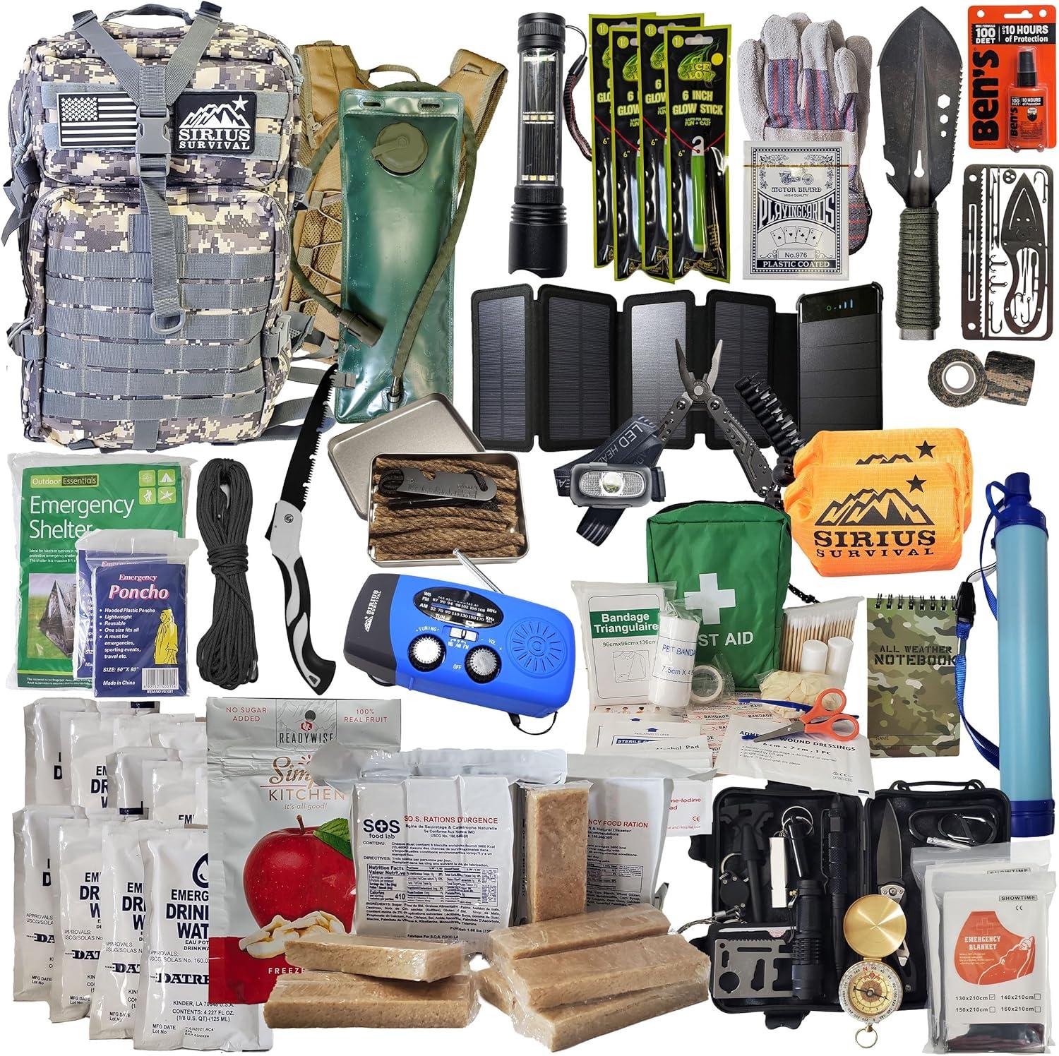 Sirius Survival Bug Out Bag - Premium Bugout Backpack Pre-Packed Survival Kit - Ultimate Bug Out Bag Backpack Survival Kit - Comprehensive Survival Bag - Go Bag Emergency Backpack - Digital Camo